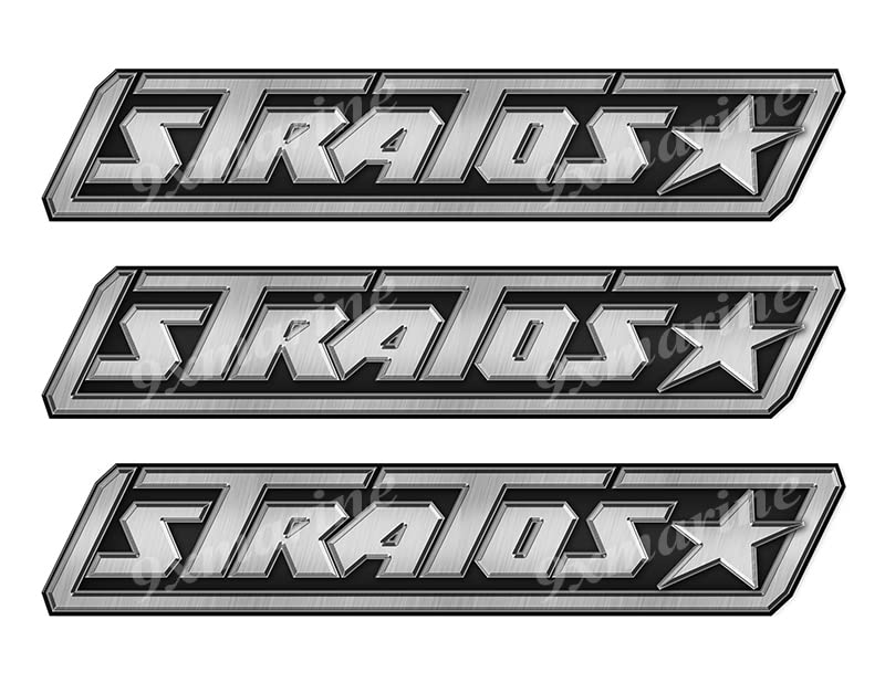 Premium 3-Pack Stratos Boat Decals - Brushed Metal Style Vinyl Stickers for Boats, Yachts & Marine Vehicles | Waterproof & UV Resistant | Perfect for Hull, Windows & Gear Organization