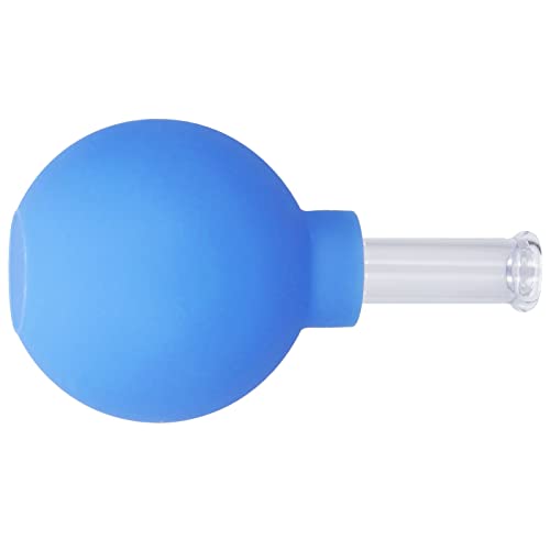 Premium Facial Cupping Set - Glass & Silicone Vacuum Therapy Cups for Anti-Aging, Lymphatic Drainage & Skin Rejuvenation | Professional Physiotherapy Tools for Home Spa & Beauty Care (Blue Single Cup)