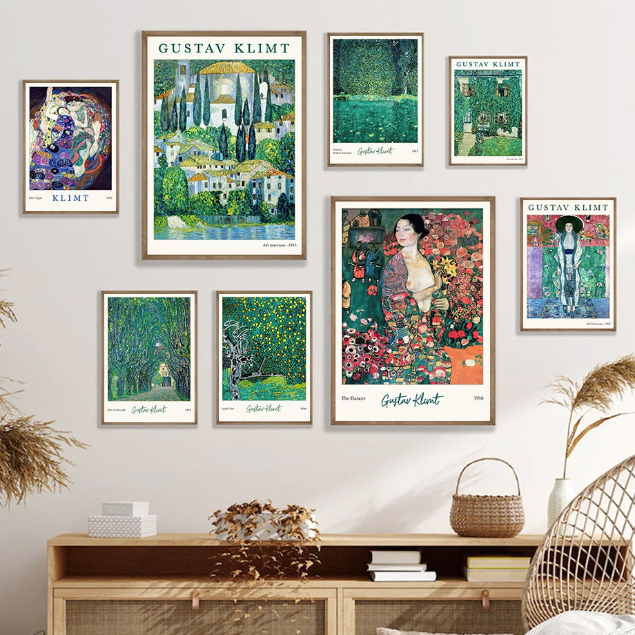 Gustav Klimt Green Art Print Canvas Posters - Modern Home Decor for Living Room, Bedroom & Office Wall Art