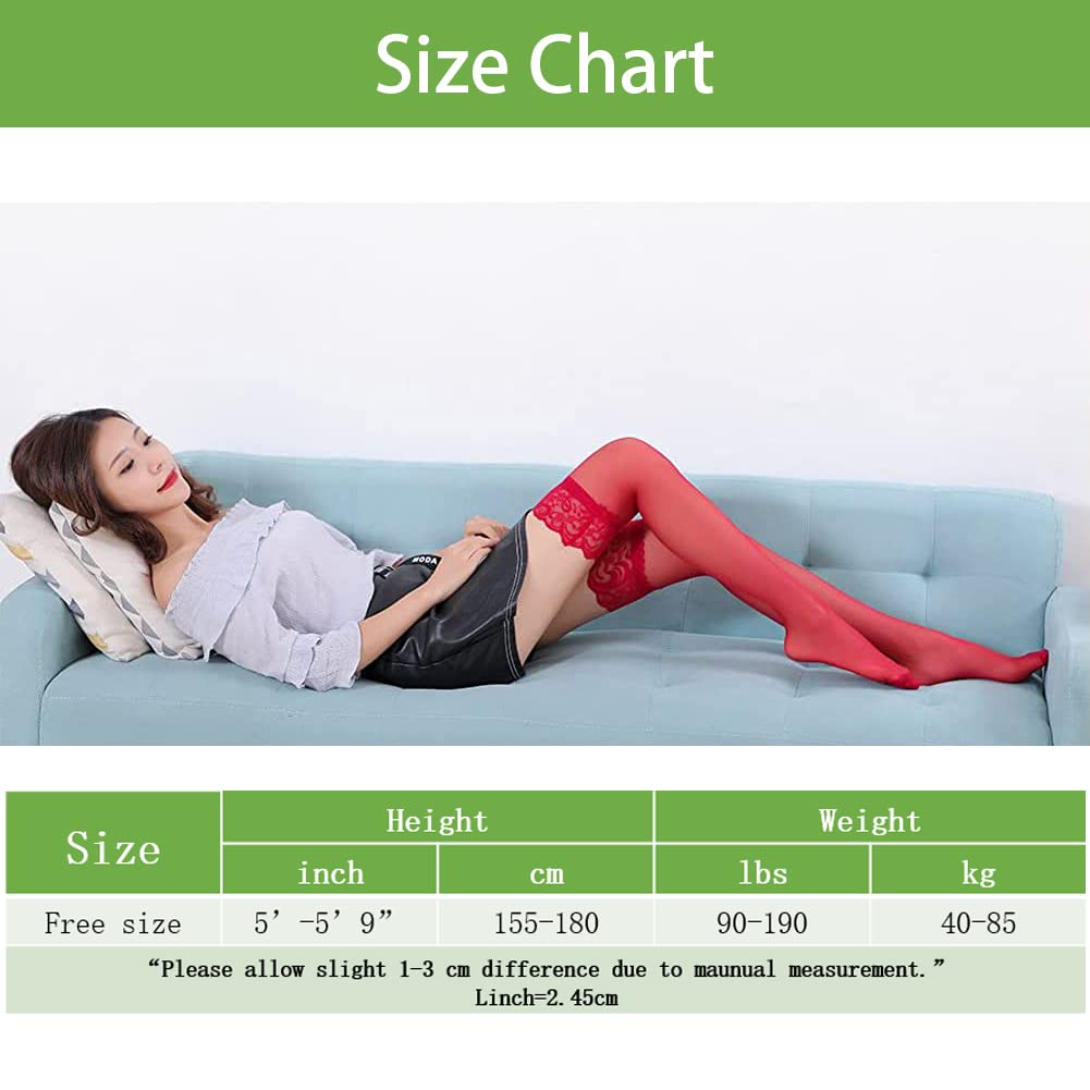 Confonze Women's Opaque Thigh High Stockings with Anti-Slip Lace Top - Sexy & Comfortable Stay-Up Stockings for Work, Party or Everyday Wear