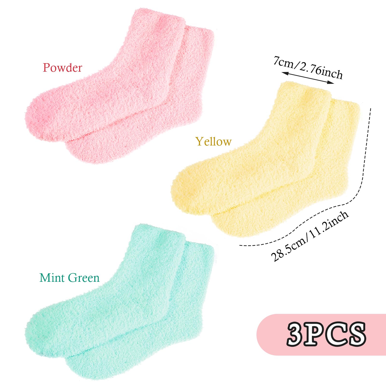 3 Pairs Aloe Vera Moisturizing Spa Socks for Women - Soft Fuzzy Sleeping Socks with Non-Slip Coral Fleece for Dry Feet & Cracked Heels Repair | Overnight Foot Care, Pedicure Treatment & Relaxing At-Home Spa