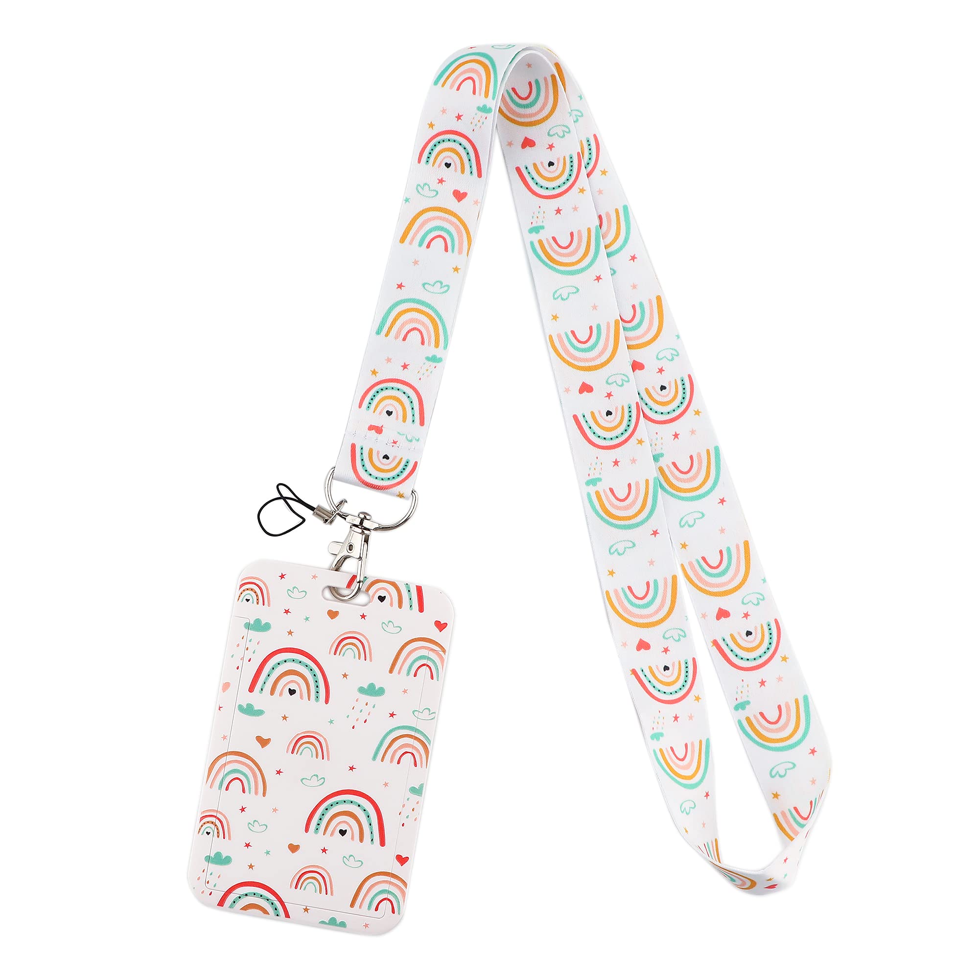 Rainbow Preppy Lanyard with ID Holder - Cute School Accessory for Kids & Teens