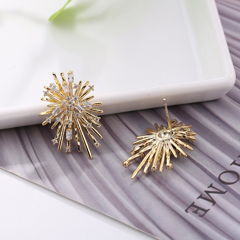 Sparkling Diamond Stud Earrings for Women - 14K Gold Plated Cubic Zirconia Earrings | HE2034 | Perfect for Weddings, Parties & Special Occasions