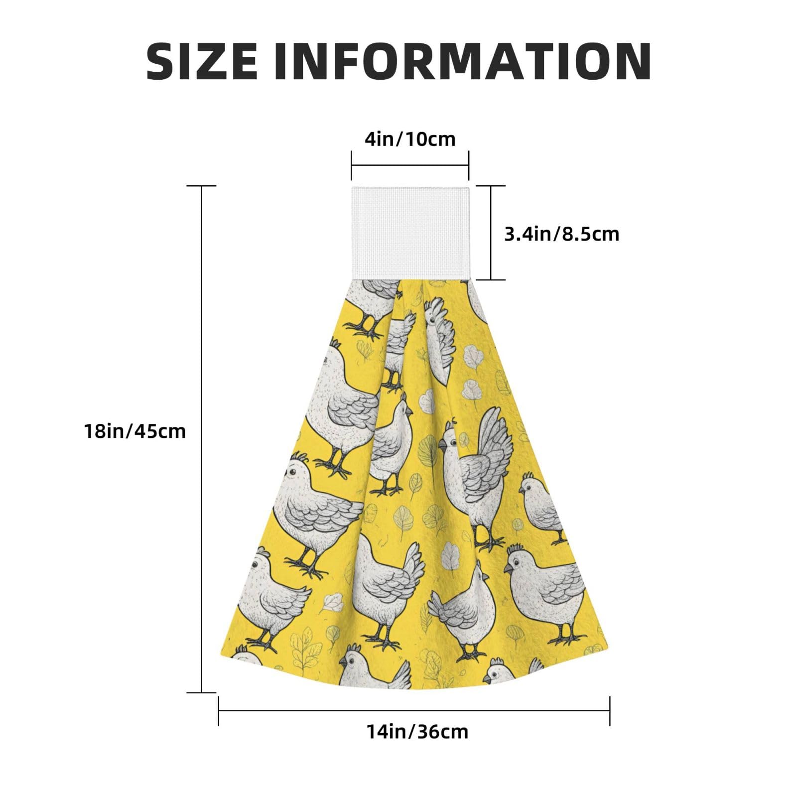 Premium Yellow Chicken Print Hanging Kitchen Towel - Soft Coral Velvet Hand Towels with Loop for Bathroom, Dish Wiping & Kitchen Use - Cute Farmhouse Decor for Home, Restaurant or Gift