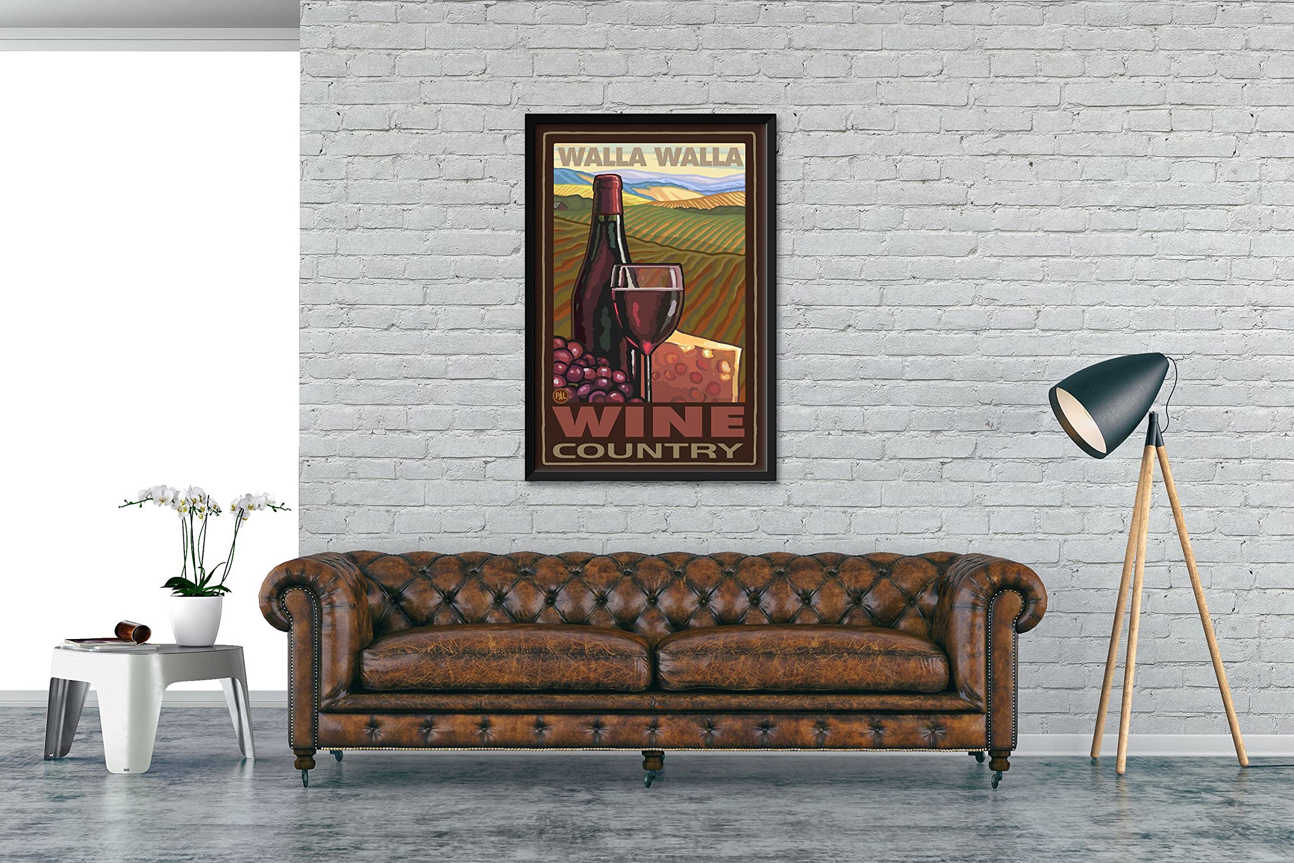 Professionally Framed Walla Walla Washington Wine Country Art Print by Paul A. Lanquist - 32x47 Inch Travel Artwork - Perfect for Home Decor, Office & Gift Giving