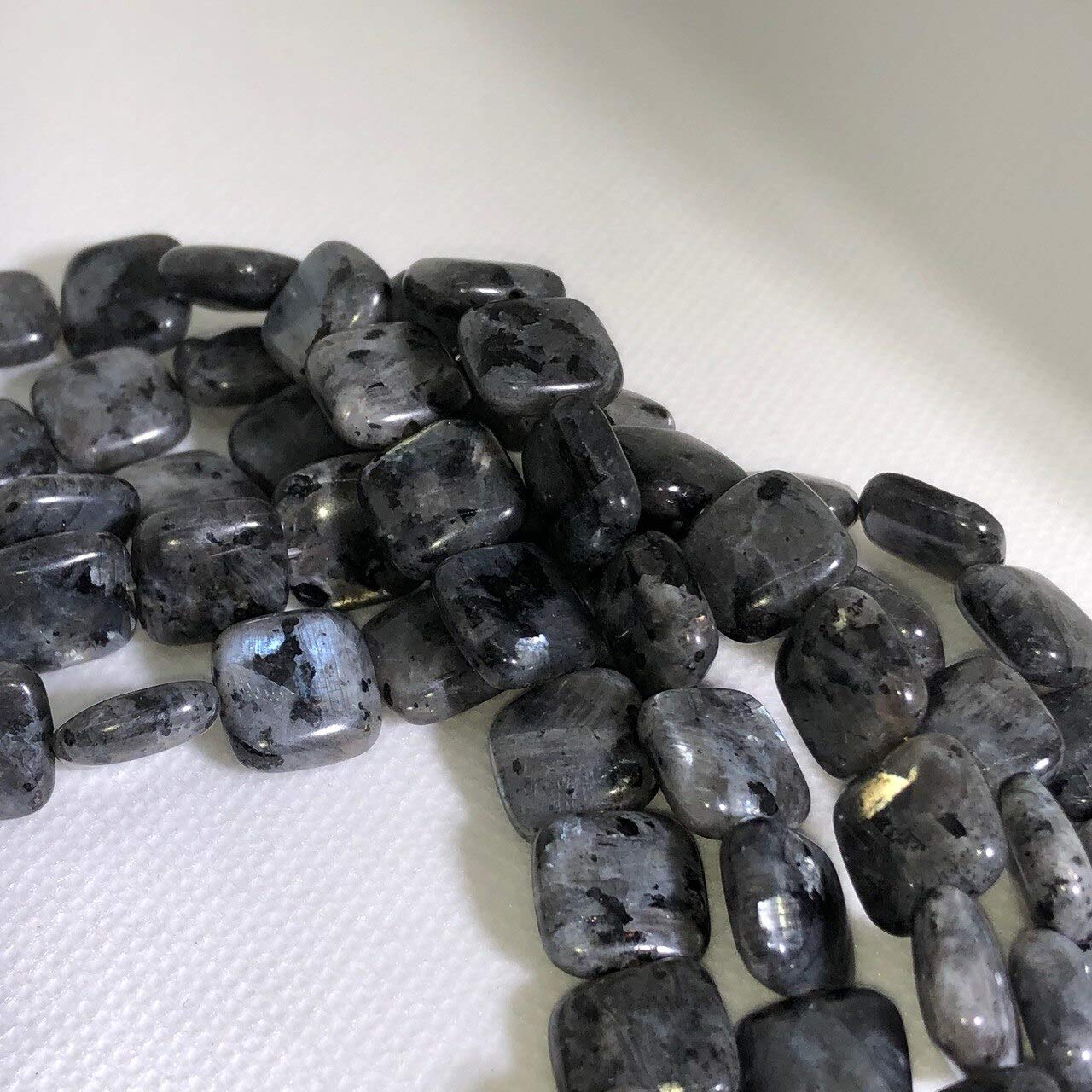 Speckled Labradorite Square Coin Beads - 16
