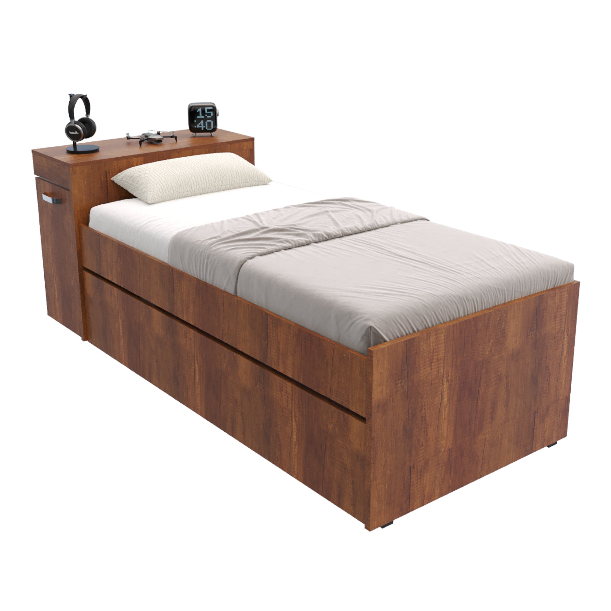 Lia Caramel Nest Bed 96x83cm with Desk for Single Bed - No Mattress Included | Perfect for Kids' Room, Small Spaces & Cozy Sleepovers