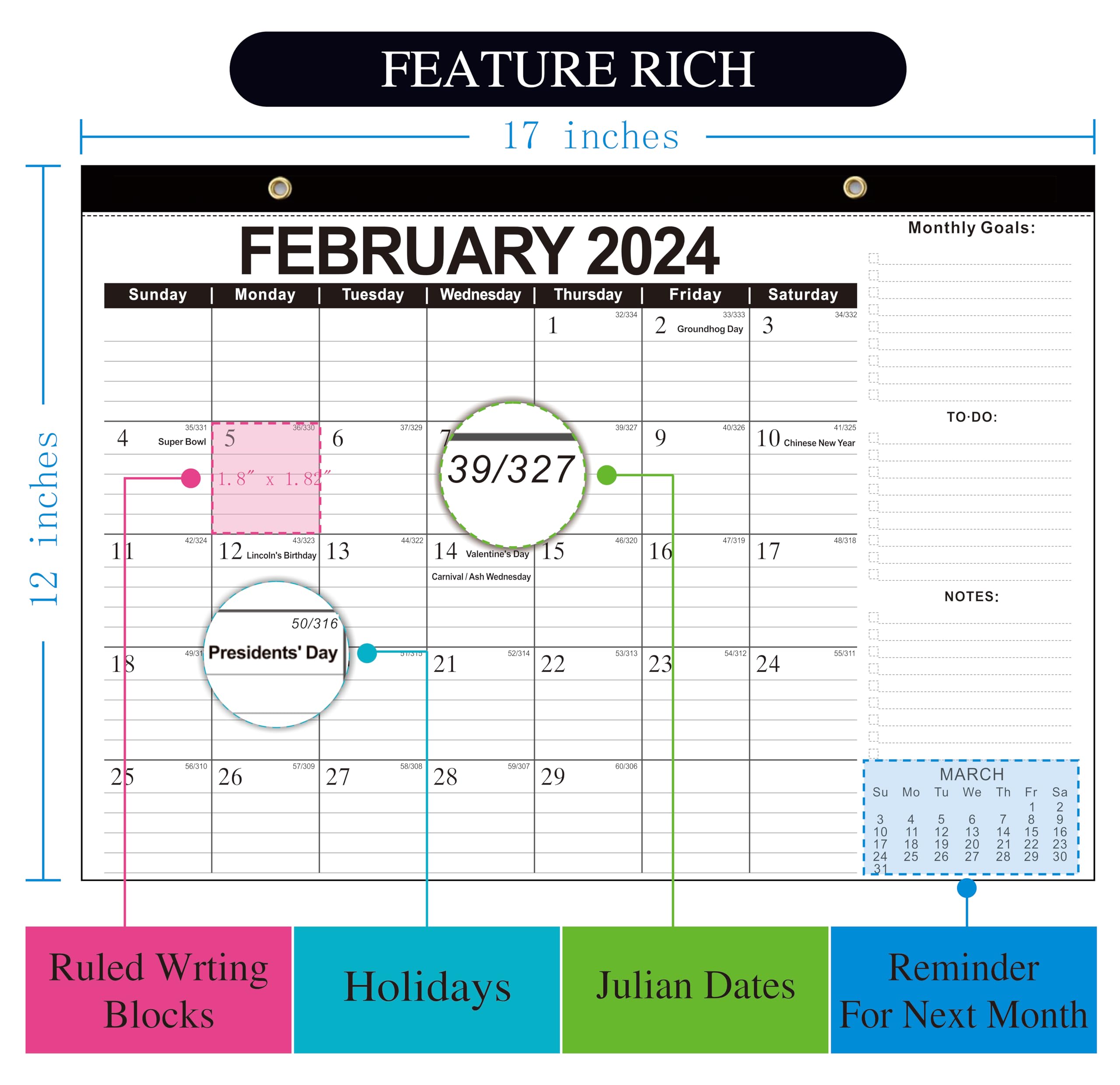 Kyweel 2024-2025 Monthly Desk & Wall Calendar Planner - 17
