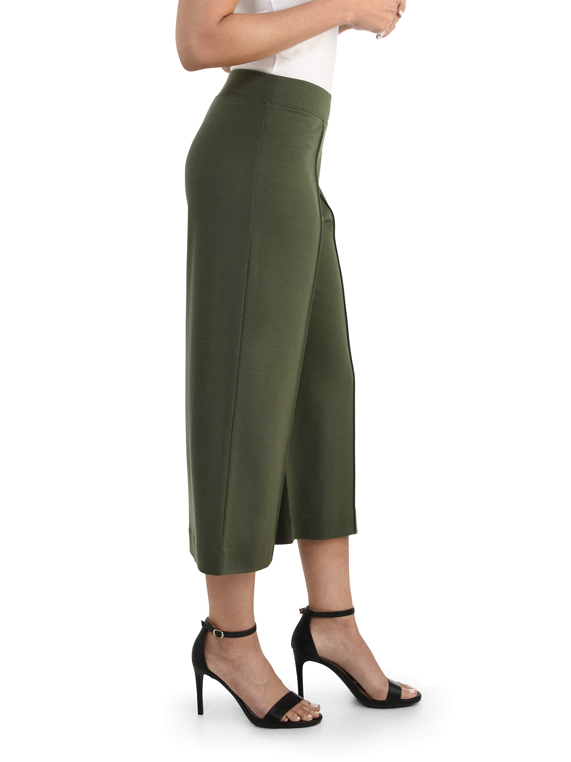 Fruit of the Loom Women's Wide Leg Ponte Cropped Pants - Comfortable Stretchy Work Pants for Office & Casual Wear