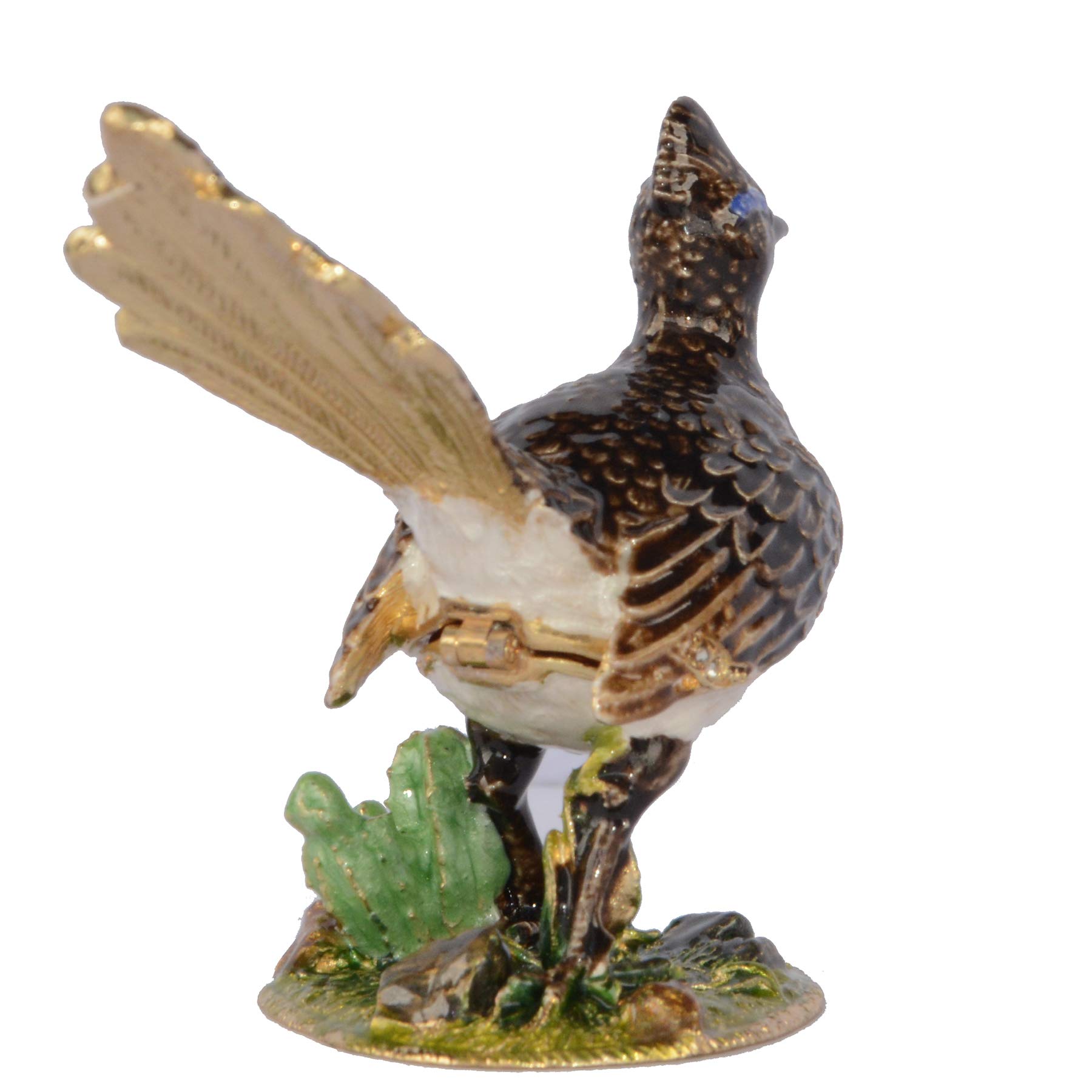 Hand Painted Roadrunner Trinket Box - Decorative Jewelry Storage Box with Hinged Lid, Ring & Earring Holder - Bird Figurine Collectible Gift for Home Decor, Dresser Organizer & Travel Jewelry Case