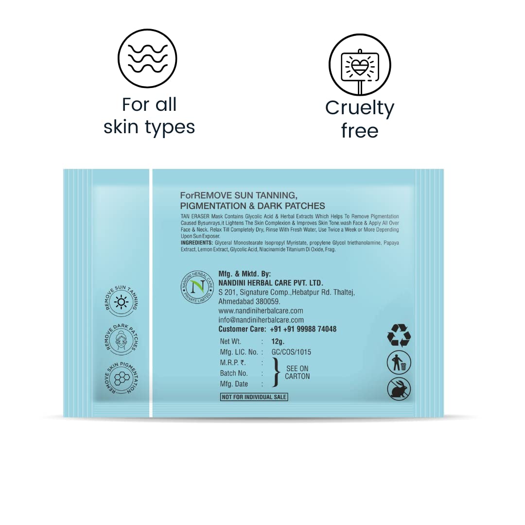 N Plus Professional Tan Eraser Mask - Remove Sun Tan, Pigmentation & Dark Spots - 6 Pack - Perfect for Post-Sun Care & Skin Brightening