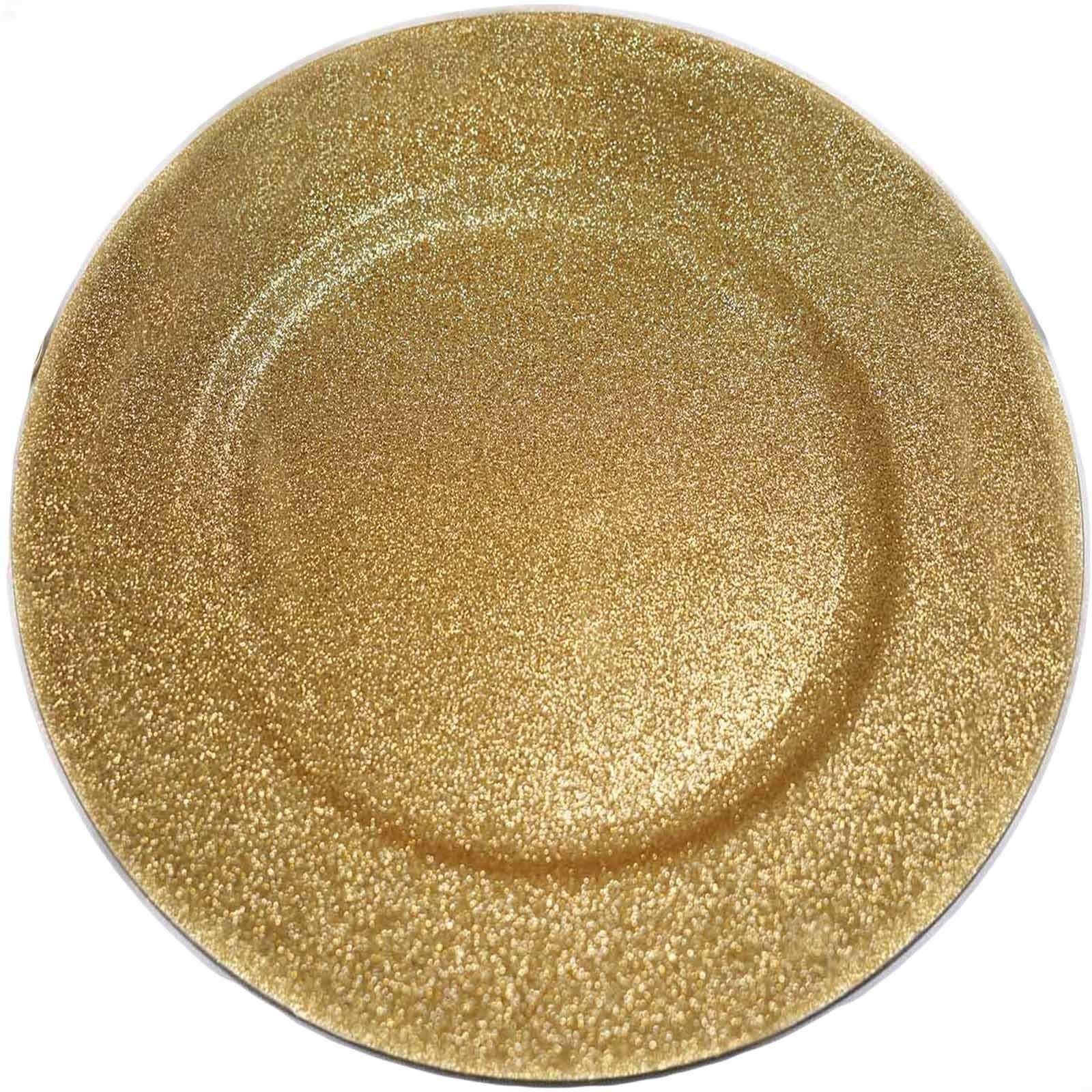Tiger Chef Gold Charger Plates - 12-Pack Elegant Glitter Wedding Plate Chargers for Formal Dinners & Special Events - Perfect for Weddings, Anniversaries, and Holiday Celebrations