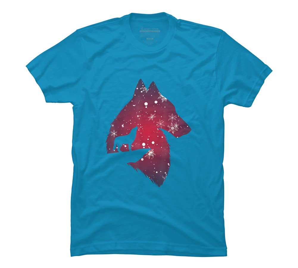 Funny Christmas Wolf with Snowfall Graphic T-Shirt for Men, Women, Kids - Holiday Family Matching Outfits - Perfect for Christmas Parties, Gift Exchanges & Festive Family Photos