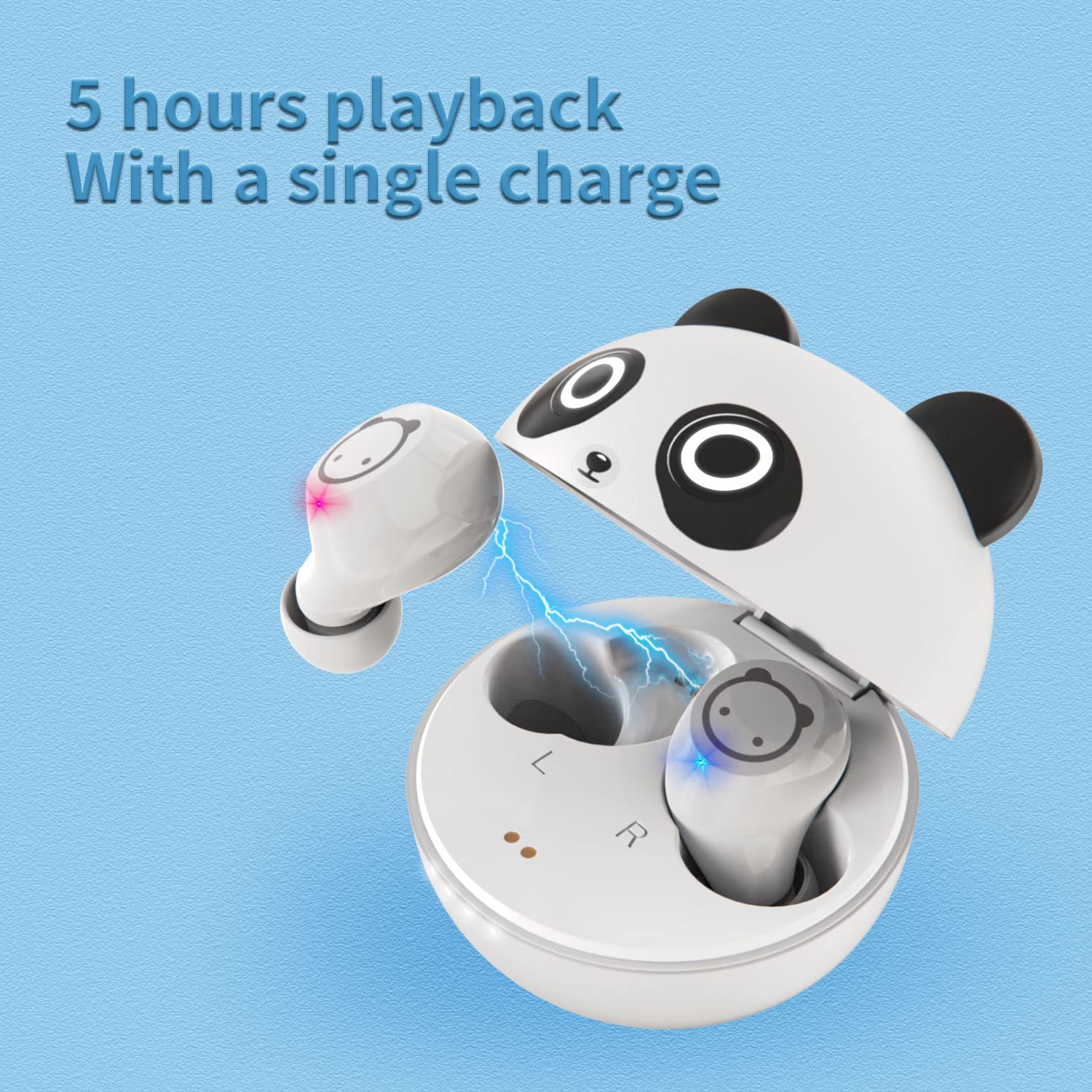 Panda Bluetooth Earbuds Wireless, IPX5 Waterproof Sports Earphones with Charging Case, Bass Sound & Touch Control, Built-in Mic for Calls - Perfect for Running, Gym, Workout & Daily Use