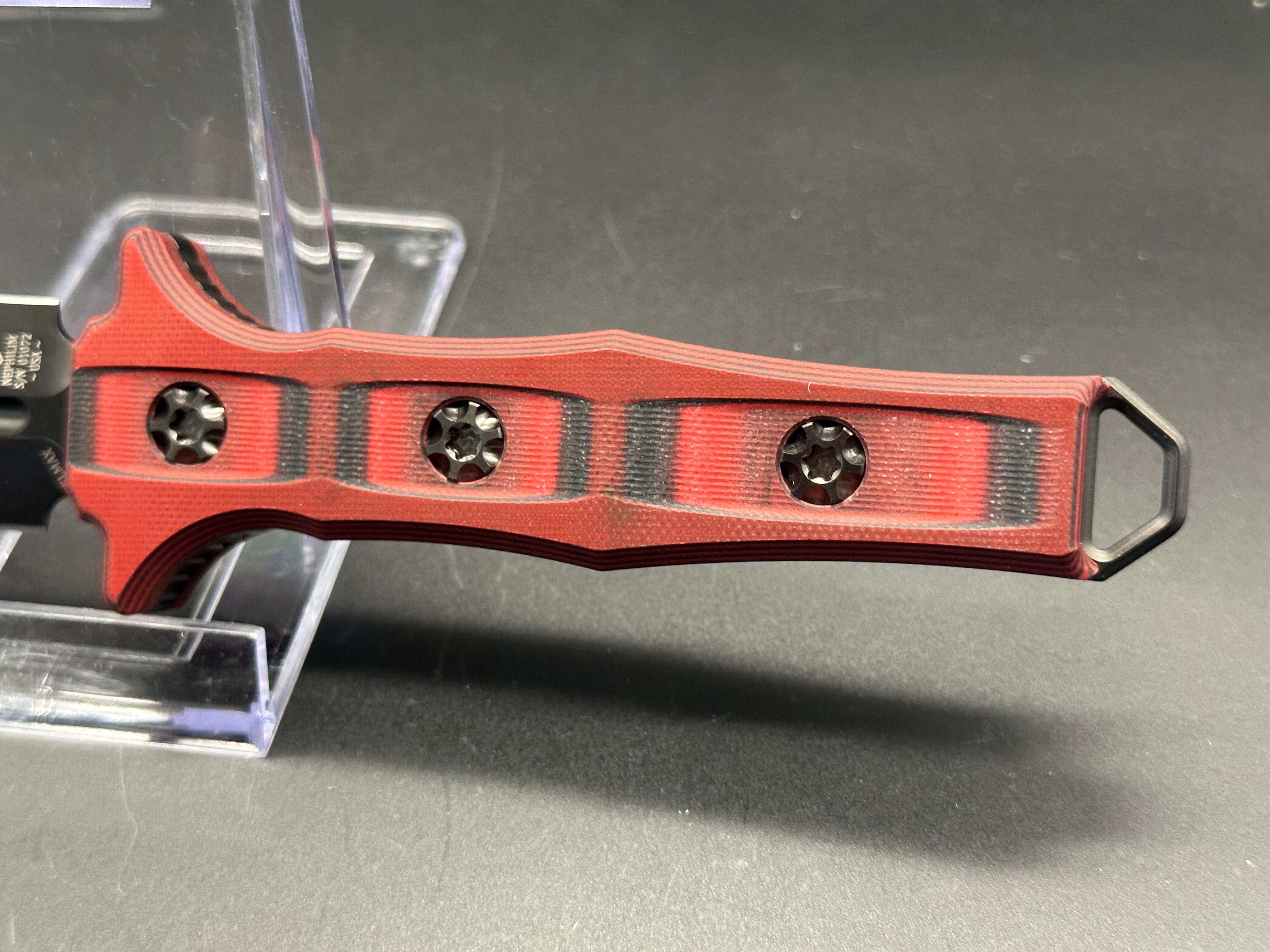 Heretic Knives Nephilim Folding Knife - Red/Black G10 Handle, D2 Steel Blade - EDC, Camping, Hunting, Outdoor Survival Gear