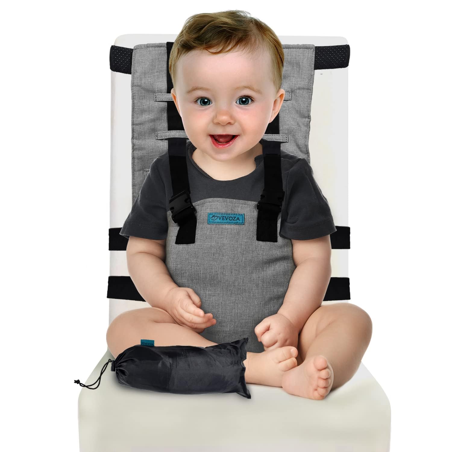 Portable Baby High Chair for Travel - Lightweight Foldable Highchair with Safety Harness | Perfect for Dining Out, Camping & Airplane Travel