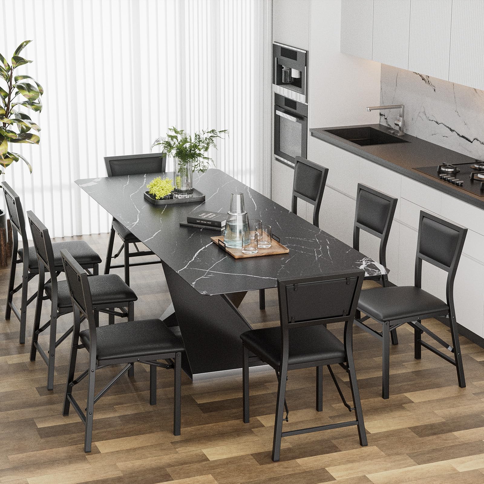 VINGLI Padded Folding Chairs - Heavy Duty Foldable Dining Chairs with Comfortable Cushion, Sturdy Metal Frame for Small Spaces, Black (2-Pack) - Perfect for Indoor/Outdoor Events, Parties, Camping & Home Use
