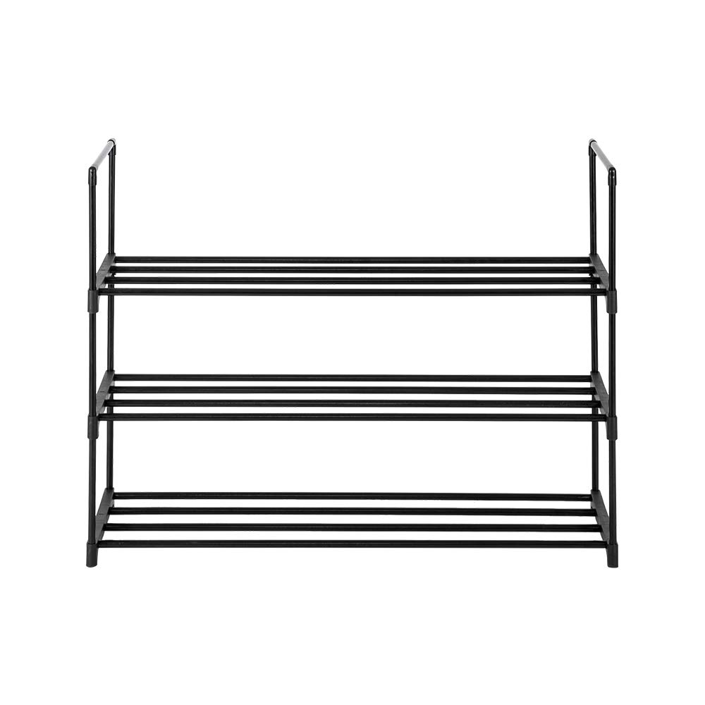 3-Tier Black Shoe Rack Storage Shelf Organizer for Entryway, Hallway, Closet & Bedroom - Space Saving Shoe Tower for Sneakers, Boots & Sandals - Perfect for Small Apartments & Home Organization