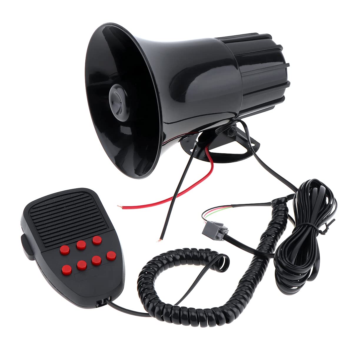 12V 100W Loud 105dB Wired Alarm Siren Horn with MIC - 7 Sound Modes for Cars, Trucks & Emergency Vehicles | Perfect for Security Alerts, Safety Warnings & Emergency Situations