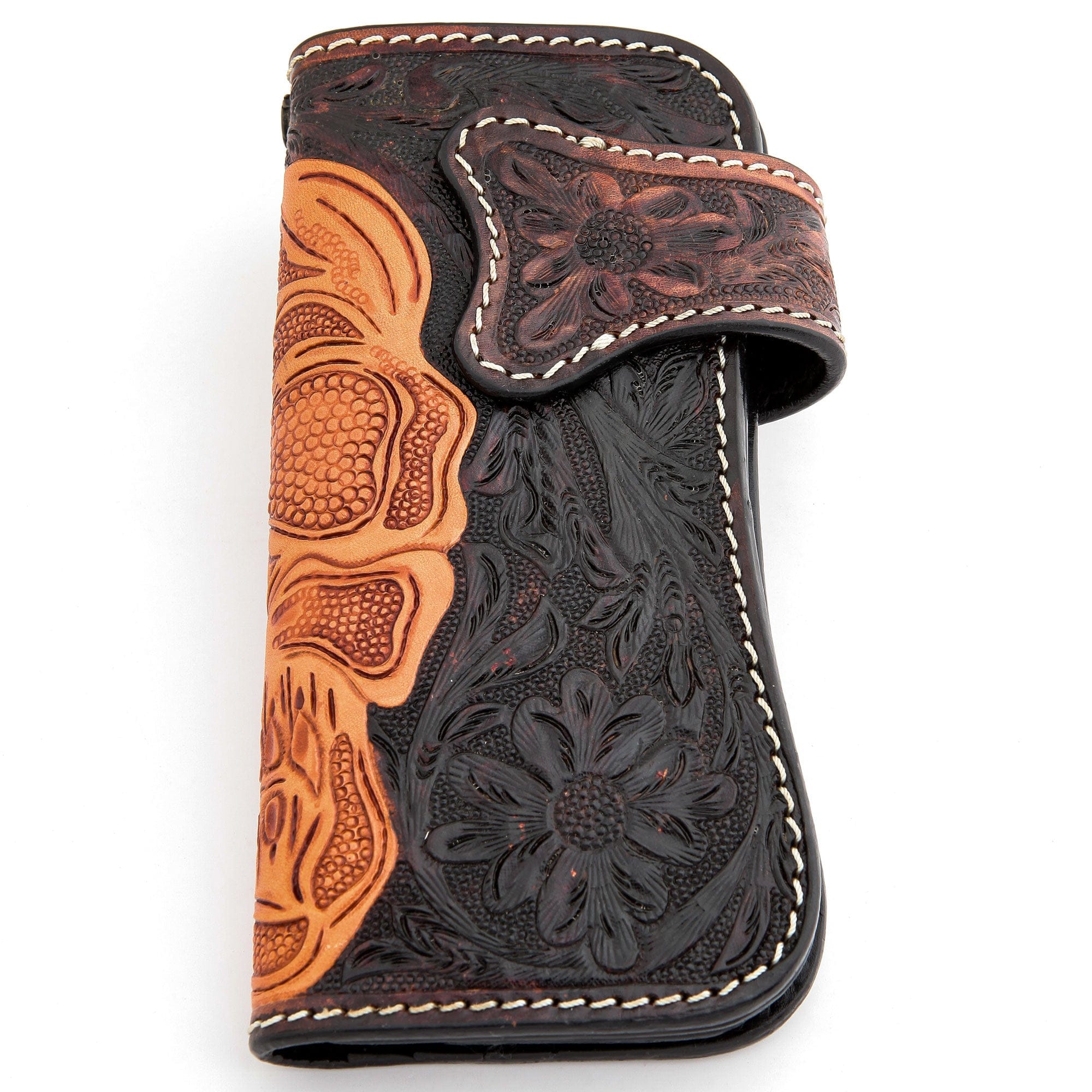 Handmade Genuine Red Stingray Leather Biker Wallet with Skull Design - Perfect for Motorcycle Riders & Gift for Men