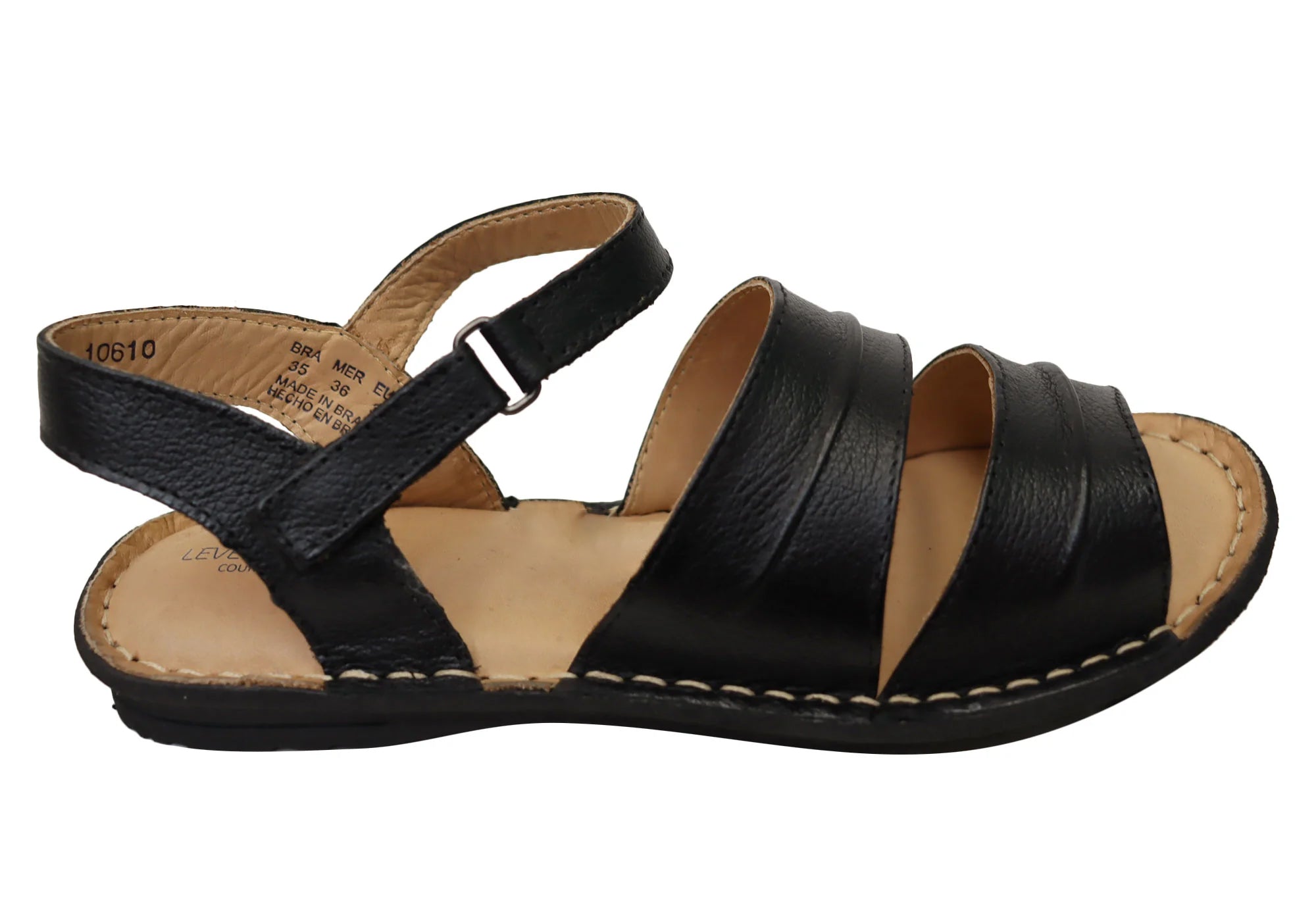 Levecomfort Women's Brazilian Leather Sandals - Comfortable Summer Casual Sandals for Beach, Vacation & Everyday Wear