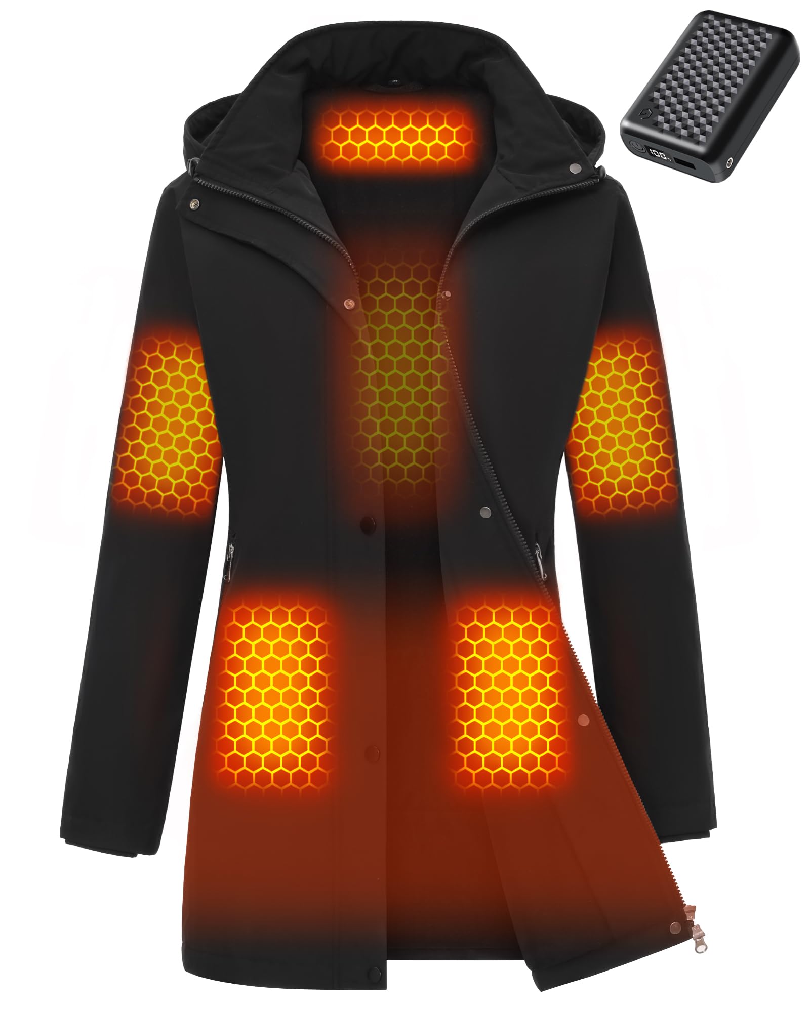 Women's Graphene Heated Jacket - 12V Fast Charging, 18400mAh Large Battery - Perfect for Winter Outdoor Activities, Skiing & Camping