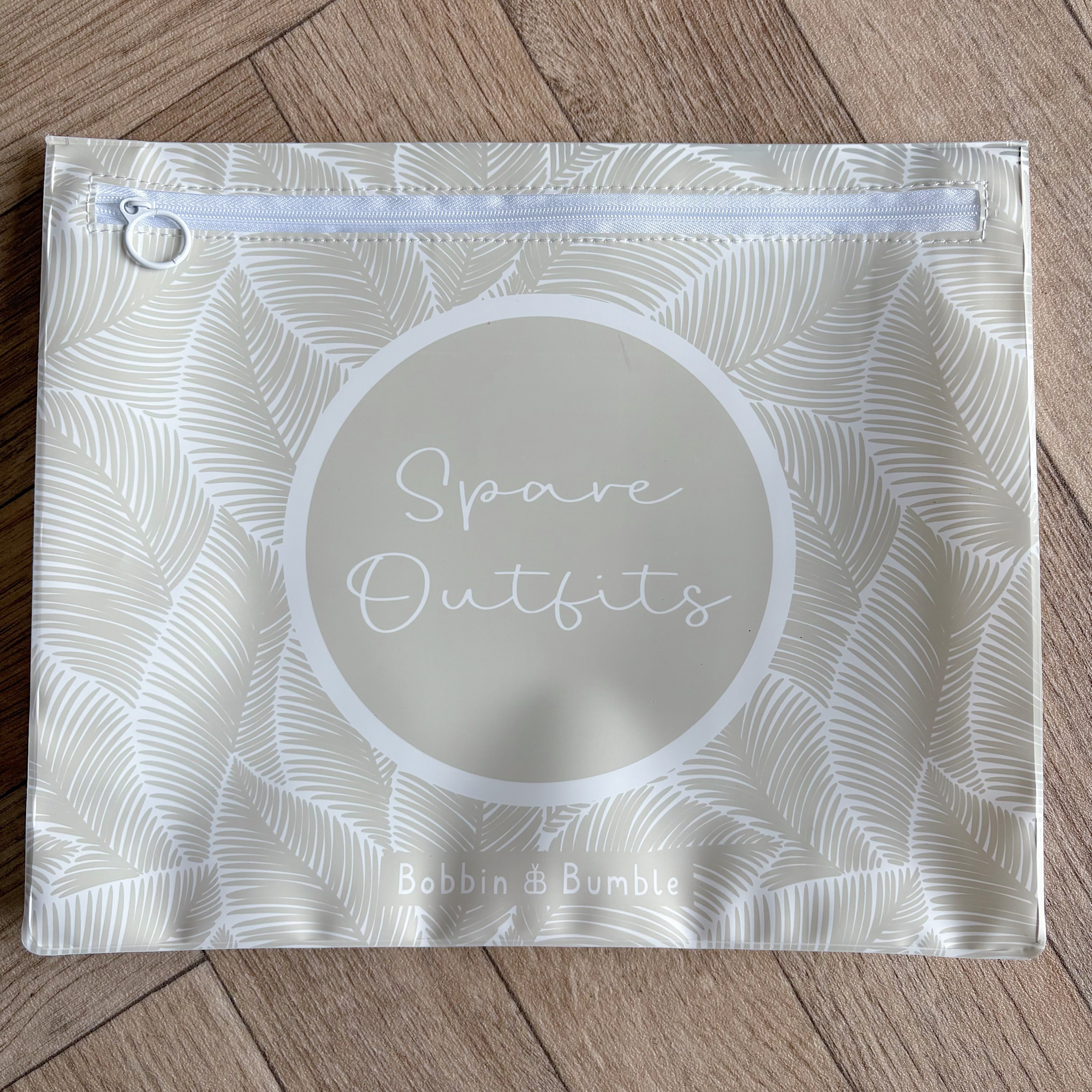 Stylish Unisex Beige Leaf Print Hospital Bag Organizer with Zip Closure - Perfect for Maternity, Travel & Everyday Use