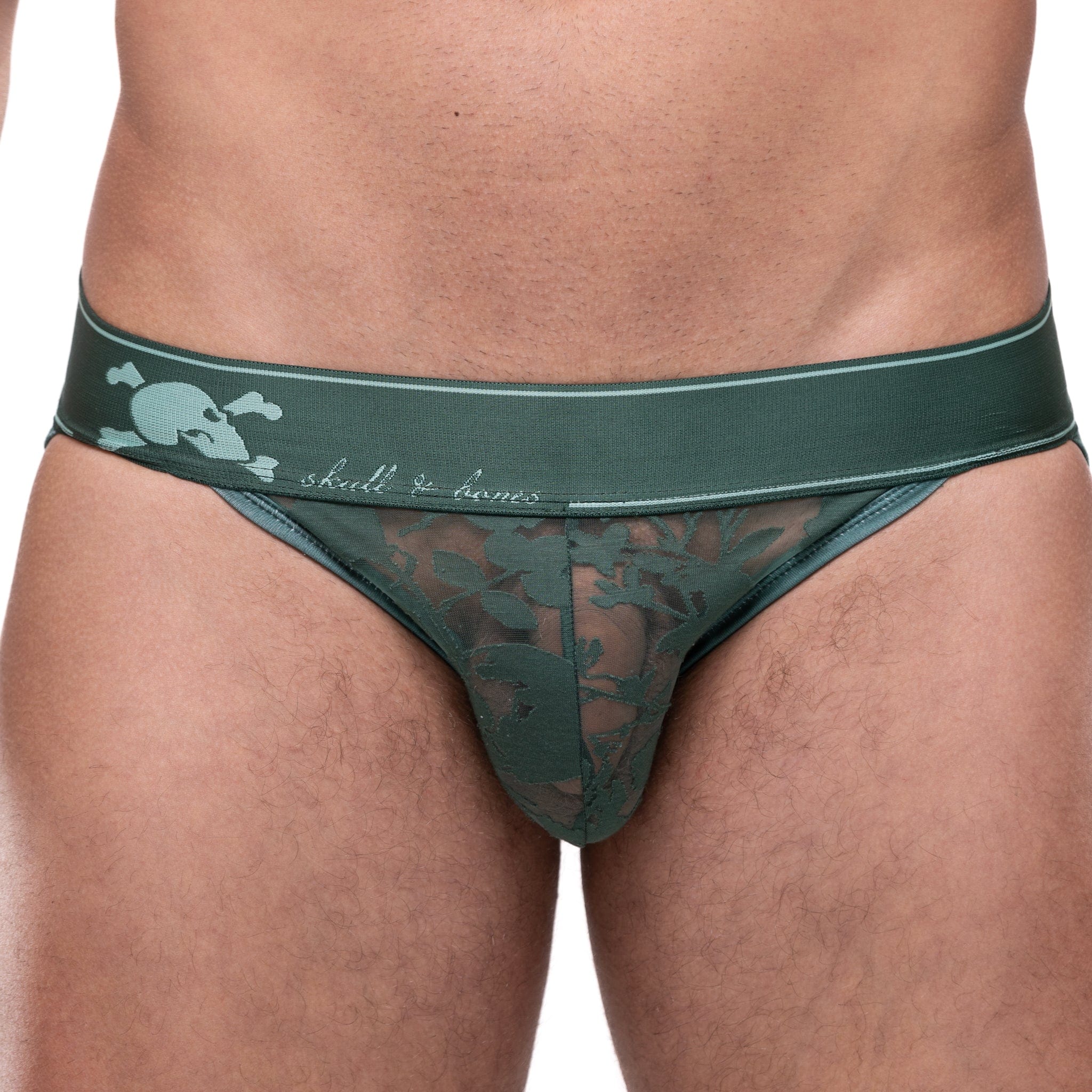 Dutch Floral Burnout Sport Brief Green - Comfortable Women's Underwear for Yoga, Gym & Daily Wear