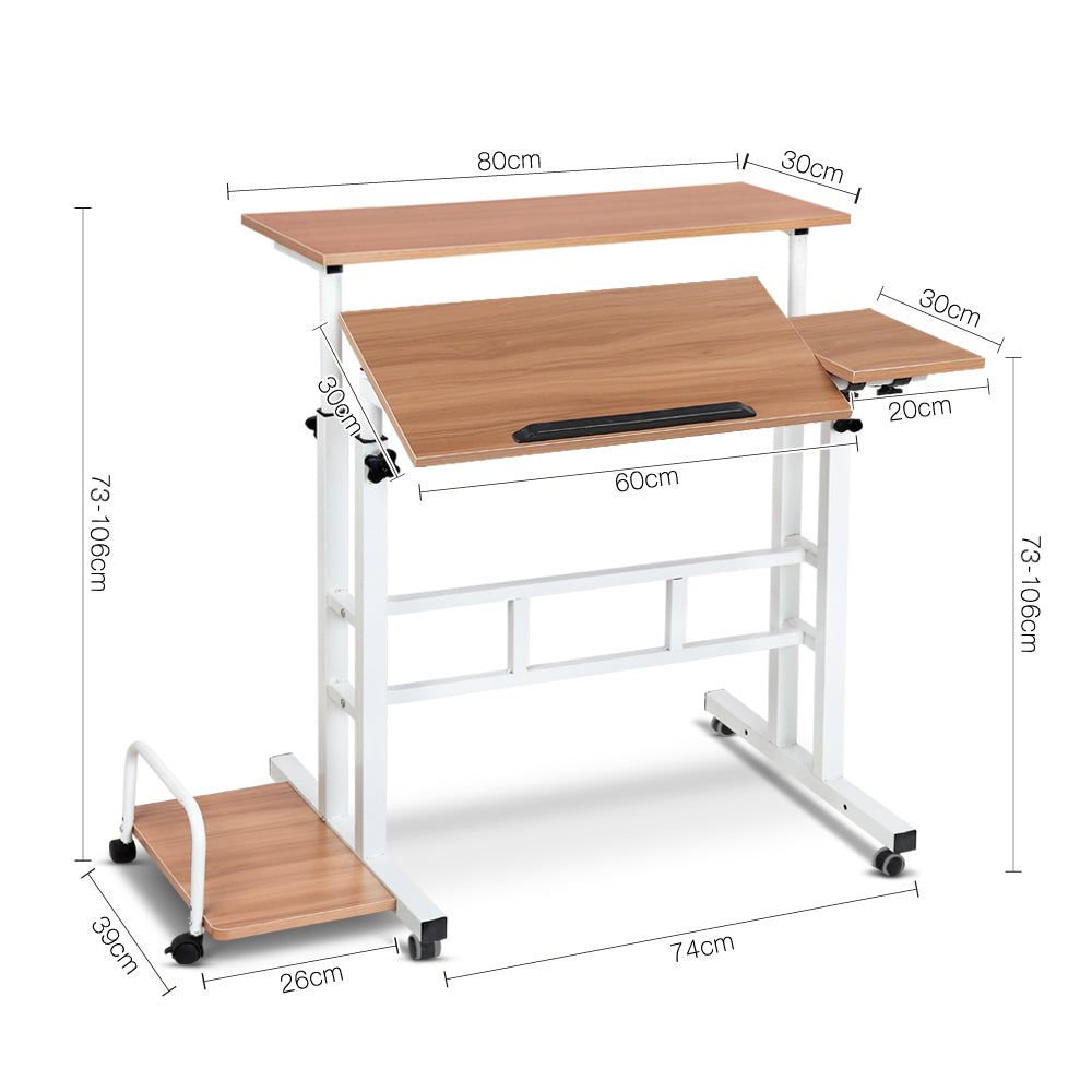 Light Wood Twin Laptop Table Desk - Adjustable Portable Standing Desk for Home Office, Bed, Couch - Perfect for Remote Work & Studying