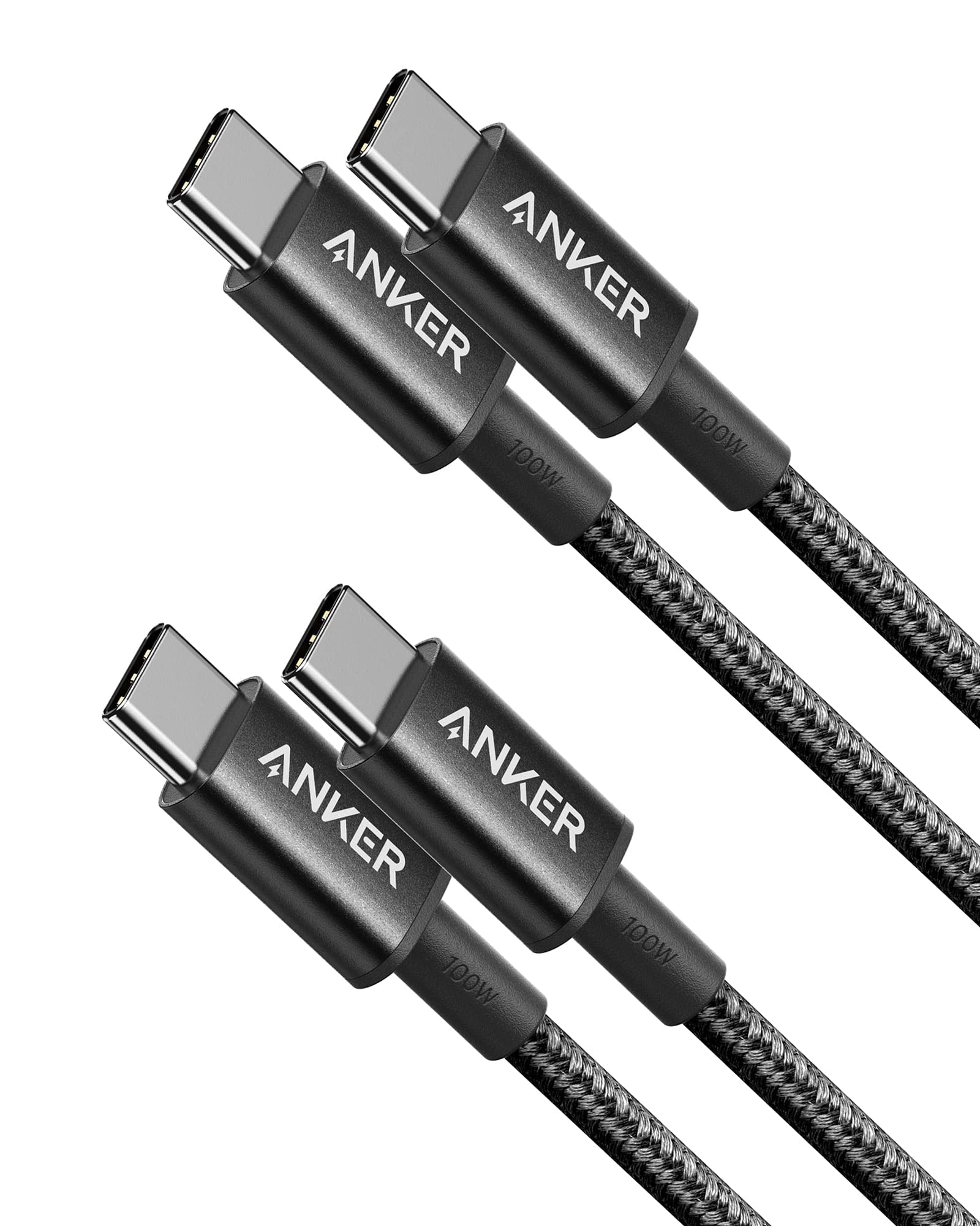 Anker 333 USB C to USB C Cable 3.3ft 2-Pack (100W Fast Charging, USB 2.0) - Compatible with MacBook Pro, iPad Pro/Air, Samsung Galaxy S21, Google Pixel, Nintendo Switch, LG & More - Durable Type C Charger Cord for Home, Office & Travel (Black)