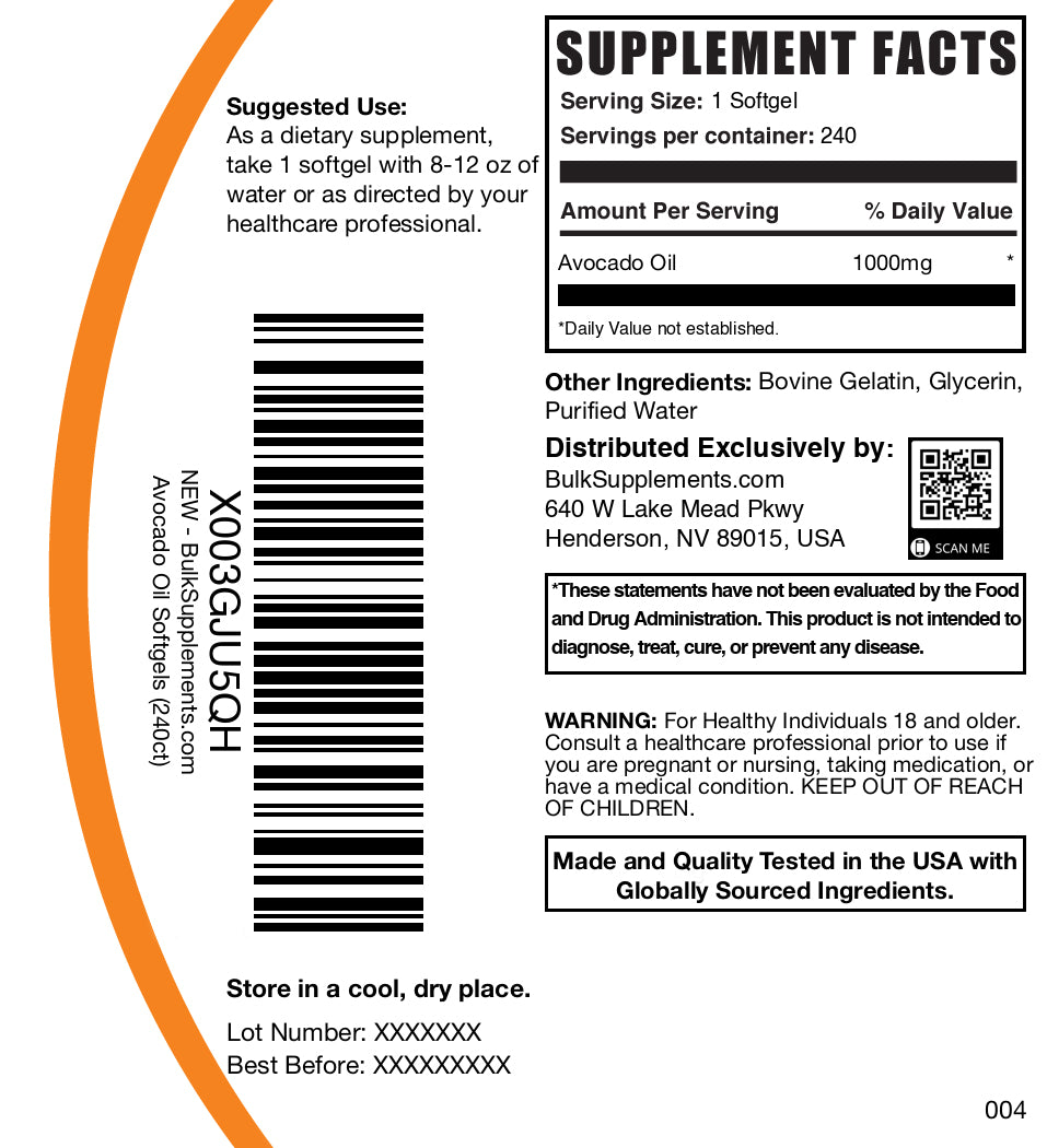 Premium Avocado Oil Softgels 1000mg - 120 Count | Cold Pressed, Non-GMO, Gluten-Free | Supports Heart Health, Skin & Hair Care | Perfect for Daily Wellness & Supplement Routine