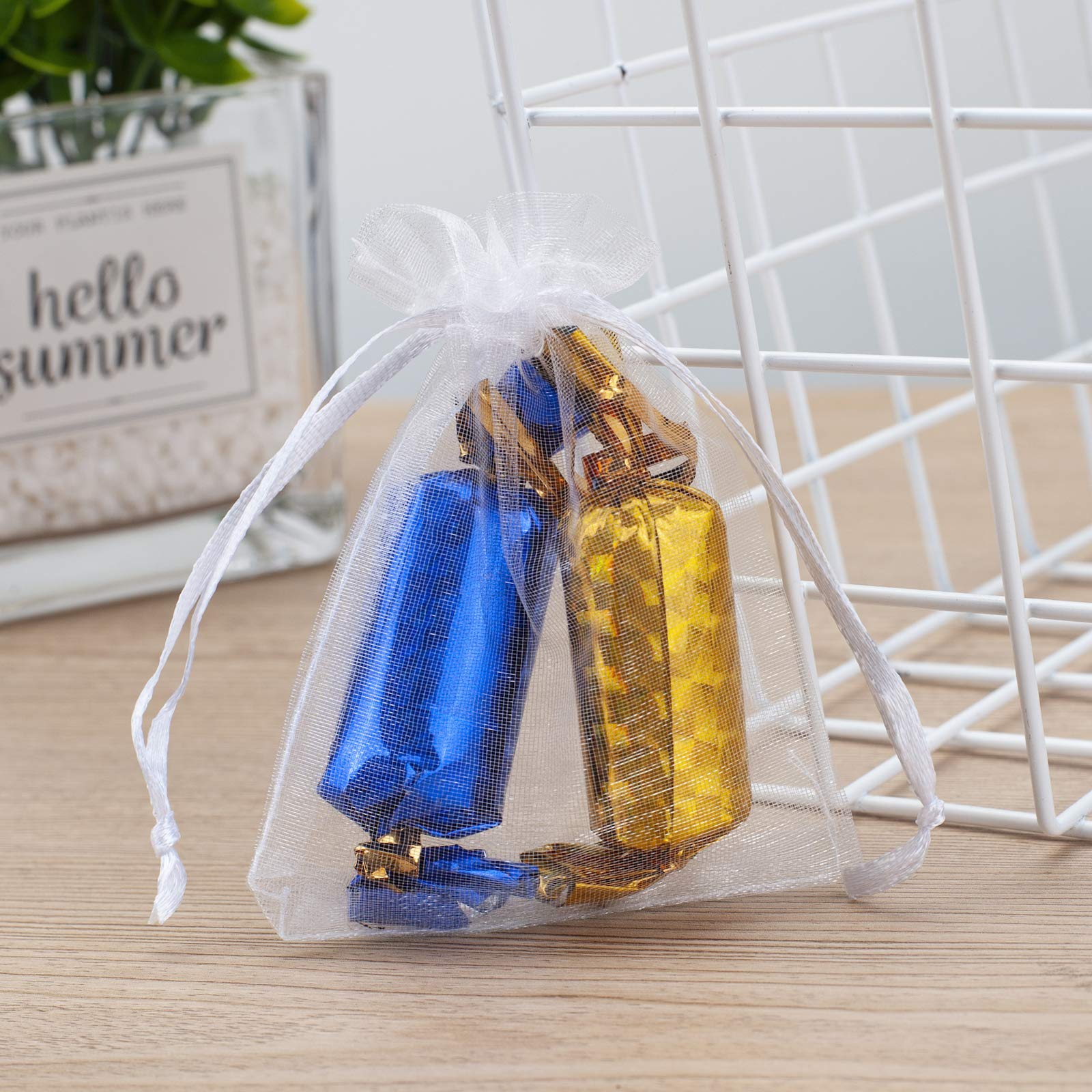 100pcs White Organza Bags 2x3 inch - Sheer Drawstring Gift Bags for Jewelry, Wedding Favors, Party & Christmas - Mini Mesh Pouches for Earrings, Candies & Small Gifts - Perfect for Bridal Showers, Baby Showers & Birthday Party Decorations