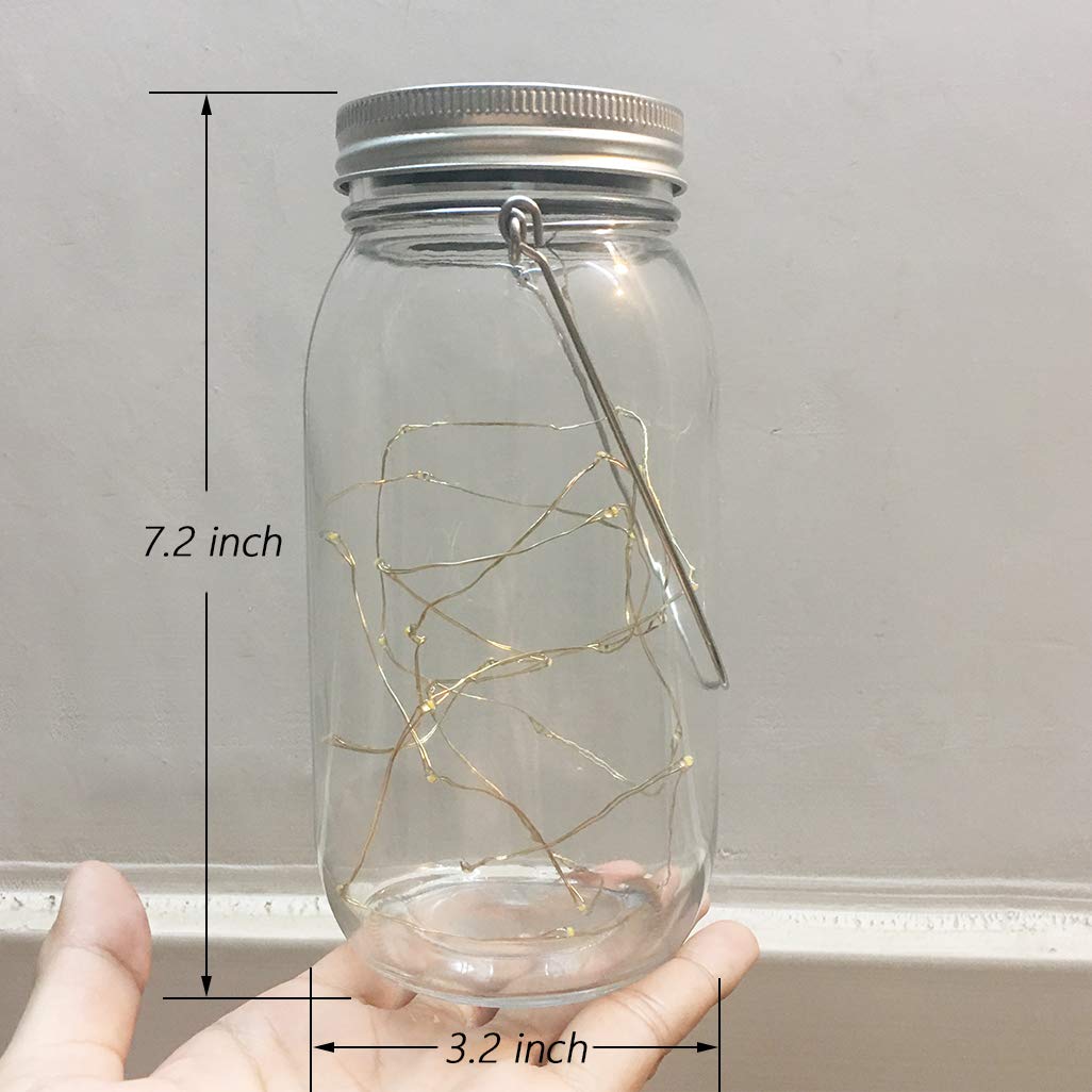 Solar Mason Jar Lights - 6-Pack Large Glass Jars with 30 LED Fairy String Lights, Waterproof Outdoor Hanging Lanterns for Patio, Garden, Yard, Wedding & Party Decorations | Perfect for Romantic Ambiance, Evening Gatherings & Backyard Lighting