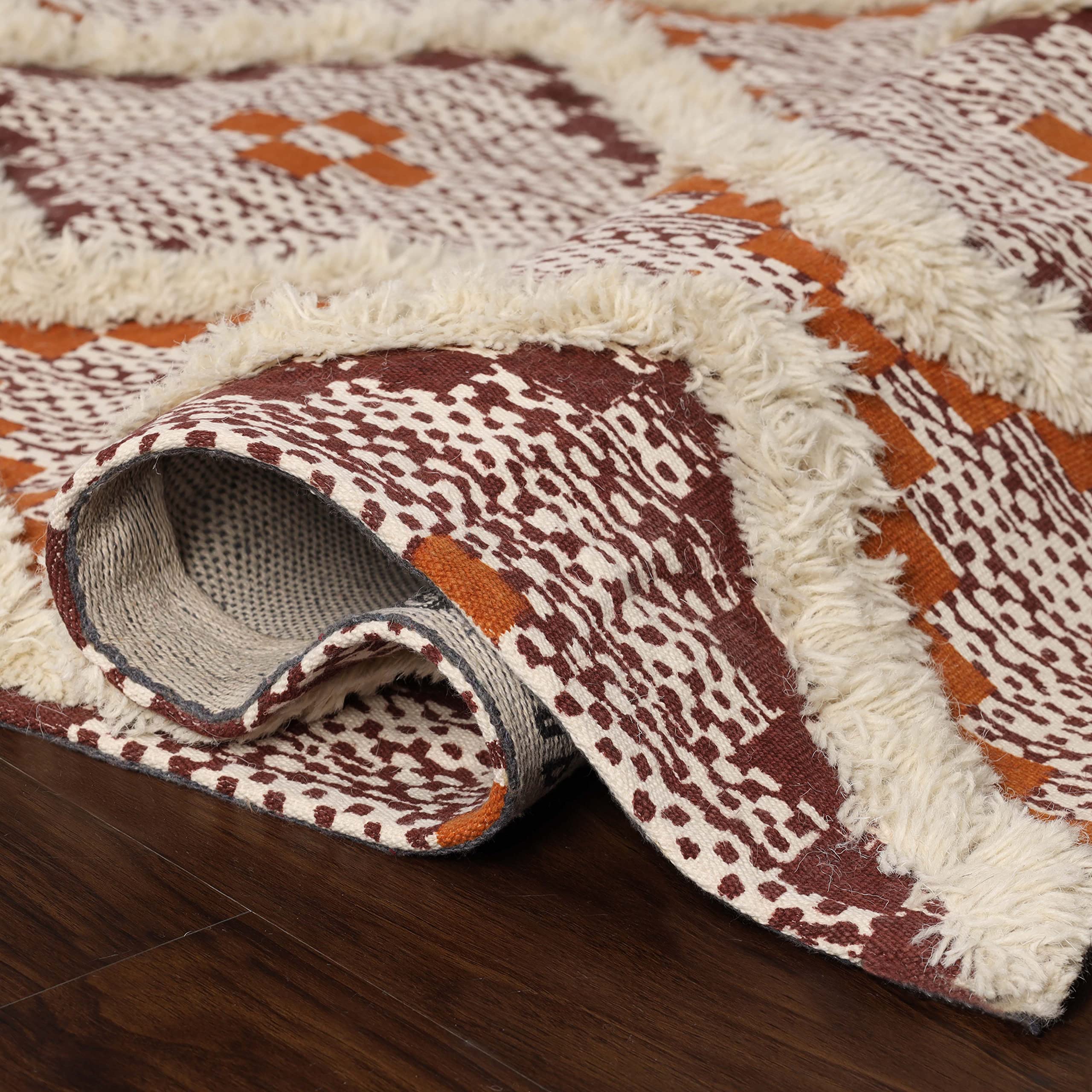 Premium Talluah Hand-Tufted Indoor Area Rug - 4' x 6' Apricot-Brick Red Printed Carpet for Bedroom & Living Room Decor | Soft Floor Mat for Home Aesthetics, Cozy Spaces & Modern Interior Design