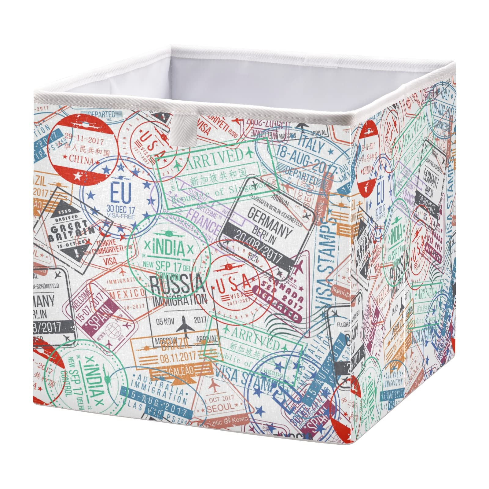 Susiyo Collapsible Fabric Storage Bin Organizer - 11 Inch Travel Passport Stamps Cube for Shelf & Closet | Perfect for Travel Accessories, Home Organization & Small Item Storage