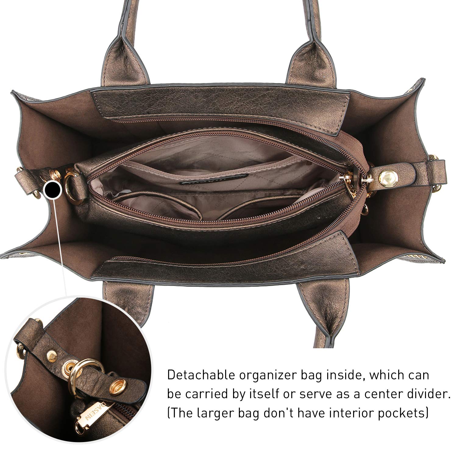 Dasein Women's Leather Tote Bag with Wallet Set - Stylish Top Handle Satchel & Shoulder Hobo Bag (3-Piece Set) | Perfect for Work, Travel, and Everyday Use