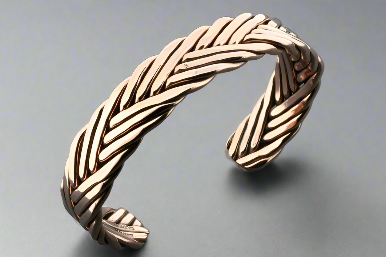 Premium Copper Plaited Flat Cuff Bracelet - Elegant Handmade Jewelry for Women, Boho Chic Accessory - Perfect for Casual Wear, Parties & Special Occasions