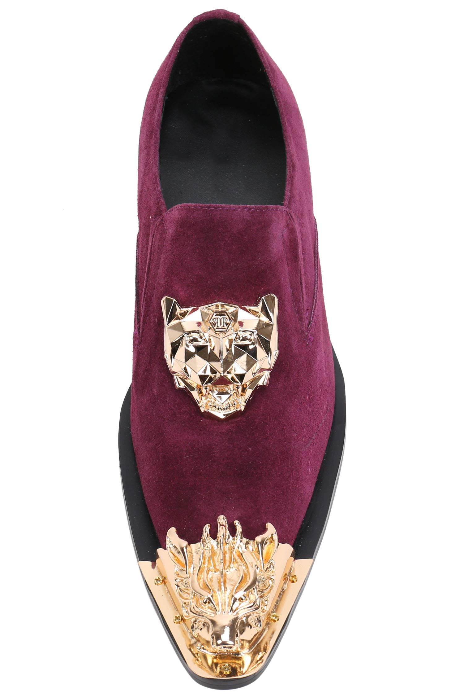 Santimon Men's Pointed Toe Loafers - Western Style Dress Shoes with Rhinestone Buckle & Metal Tip | Premium Leather Slip-On Shoes for Business, Party & Formal Occasions