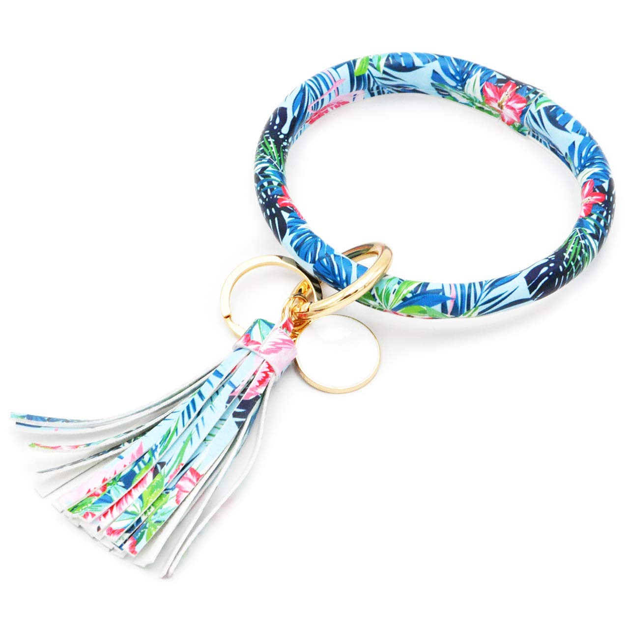 Fashionable PU Leather Wristlet Keychain Bracelet - Large Circle Key Ring Holder with Tassel for Women | Perfect for Key Organization, Handbag Accessory & Stylish Gift