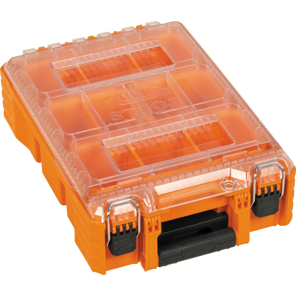 Klein Tools 54808MB MODbox Tall Compartment Organizer - 10 Compartments, 4 Removable Bins for Fasteners & Small Parts - Half-Width Stackable Tool Box Module for Workshop, Garage & DIY Projects
