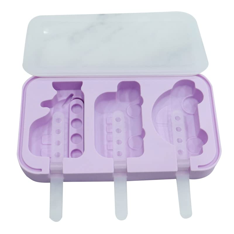 3 Holes Car-Shaped Silicone Ice Cream Mold - DIY Popsicle Maker for Kids, Homemade Ice Pops, Frozen Treats - Perfect for Birthday Parties, Summer Snacks & Kitchen Fun