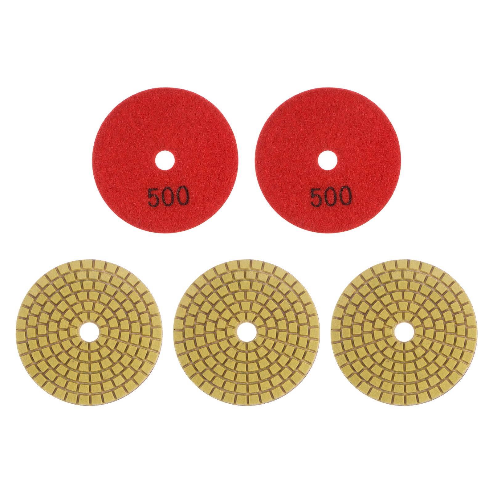 HARFINGTON 5-Piece 3-Inch Diamond Polishing Pads Set (500 Grit) - Wet/Dry Premium Diamond Polish Pads for Stone, Concrete, Marble, Quartz Countertops - Compatible with Polishers & Grinders - Perfect for Countertop Restoration & Stone Surface Polishing
