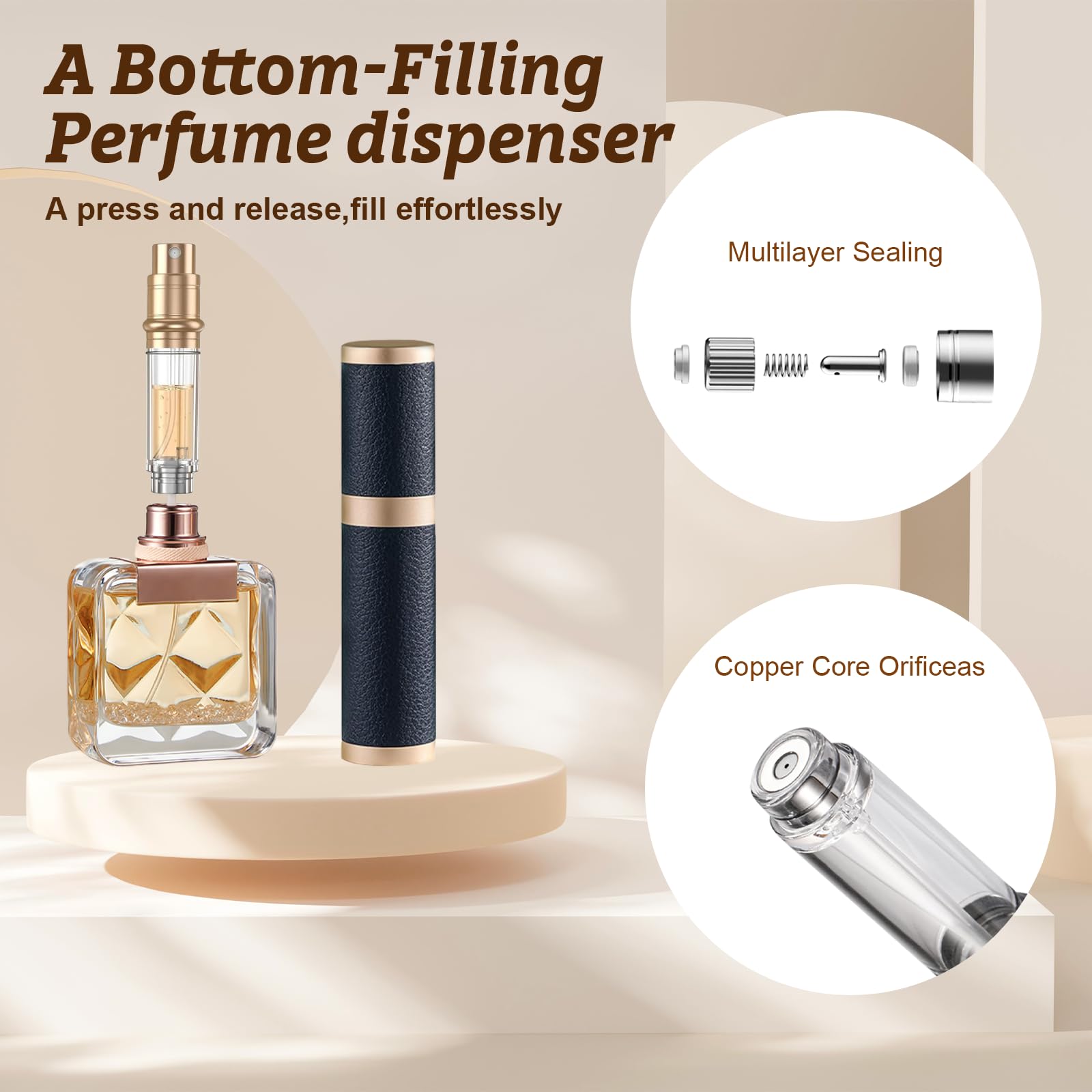 Refillable 5ml Perfume Atomizer Travel Bottle - Portable Empty Spray Bottle for Women & Men (Navy Blue) | Perfect for On-the-Go Fragrance Touch-Ups, Gym Bags & Travel Essentials