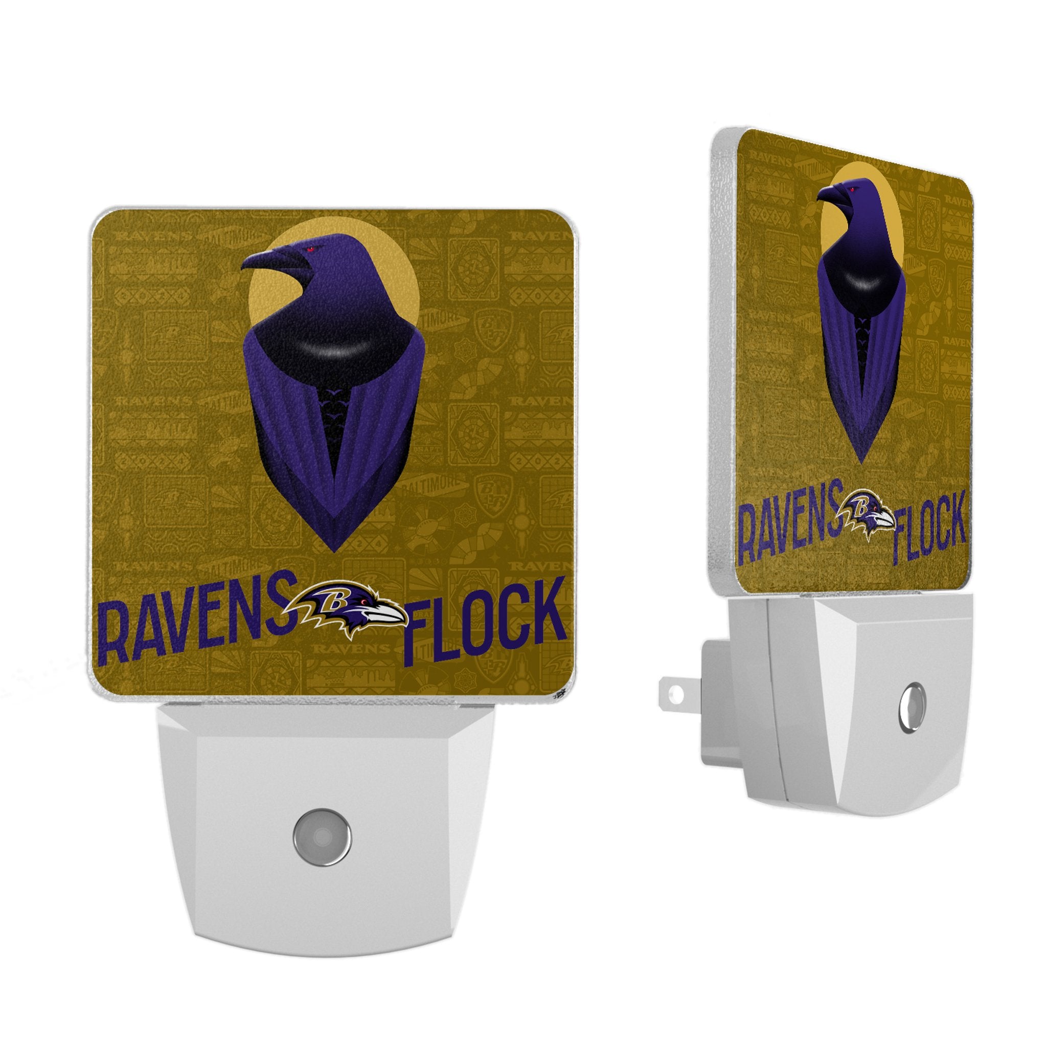 Baltimore Ravens 2024 LED Night Light 2 Pack - NFL Team Logo Bedroom Decor, Kids Room Nightlight for Fans - Perfect for Bedside, Nursery & Game Room Lighting