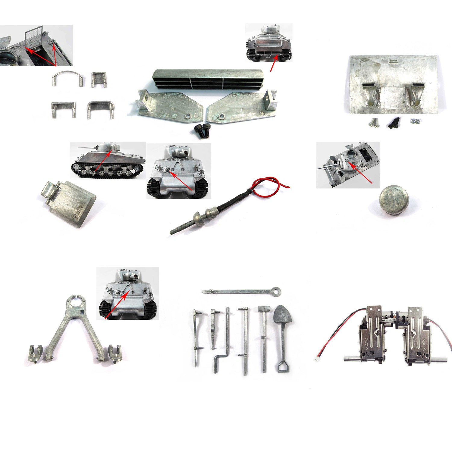 1/16 Scale Mato Sherman RTR RC Tank - Metal Tool Retaining Mounts, Bearings, Gearbox & Turret Parts | Durable Radio Controlled Military Vehicle for Collectors & Hobbyists | Perfect for Battle Reenactments & Display Collections