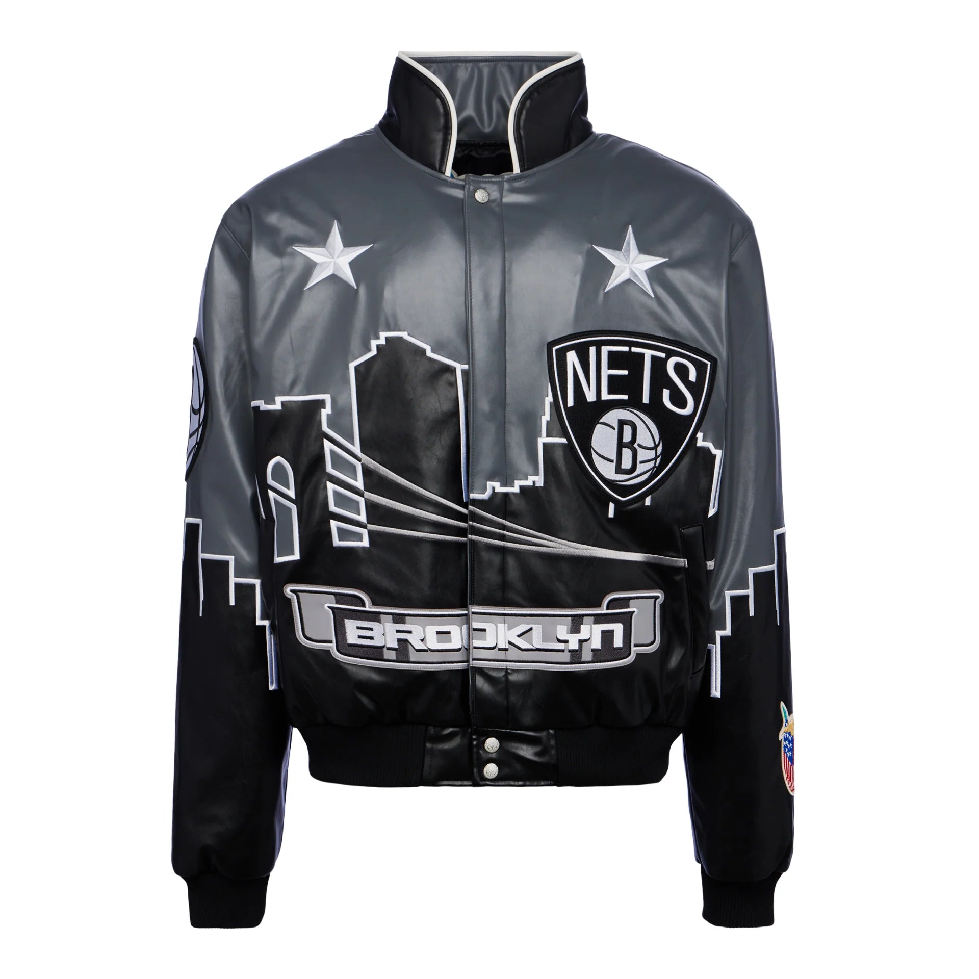 Brooklyn Nets Skyline Vegan Leather Jacket - NBA Fan Apparel, Cruelty-Free Fashion for Men & Women | Perfect for Basketball Games, Streetwear, and Casual Outfits