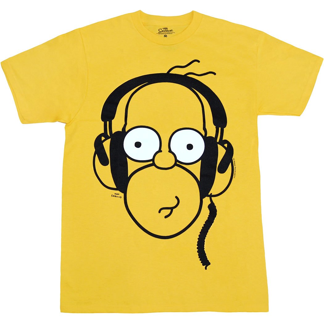 The Simpsons Homer Face Graphic T-Shirt - Funny Cartoon Headphones Design | Perfect for Fans, Gifts & Casual Wear