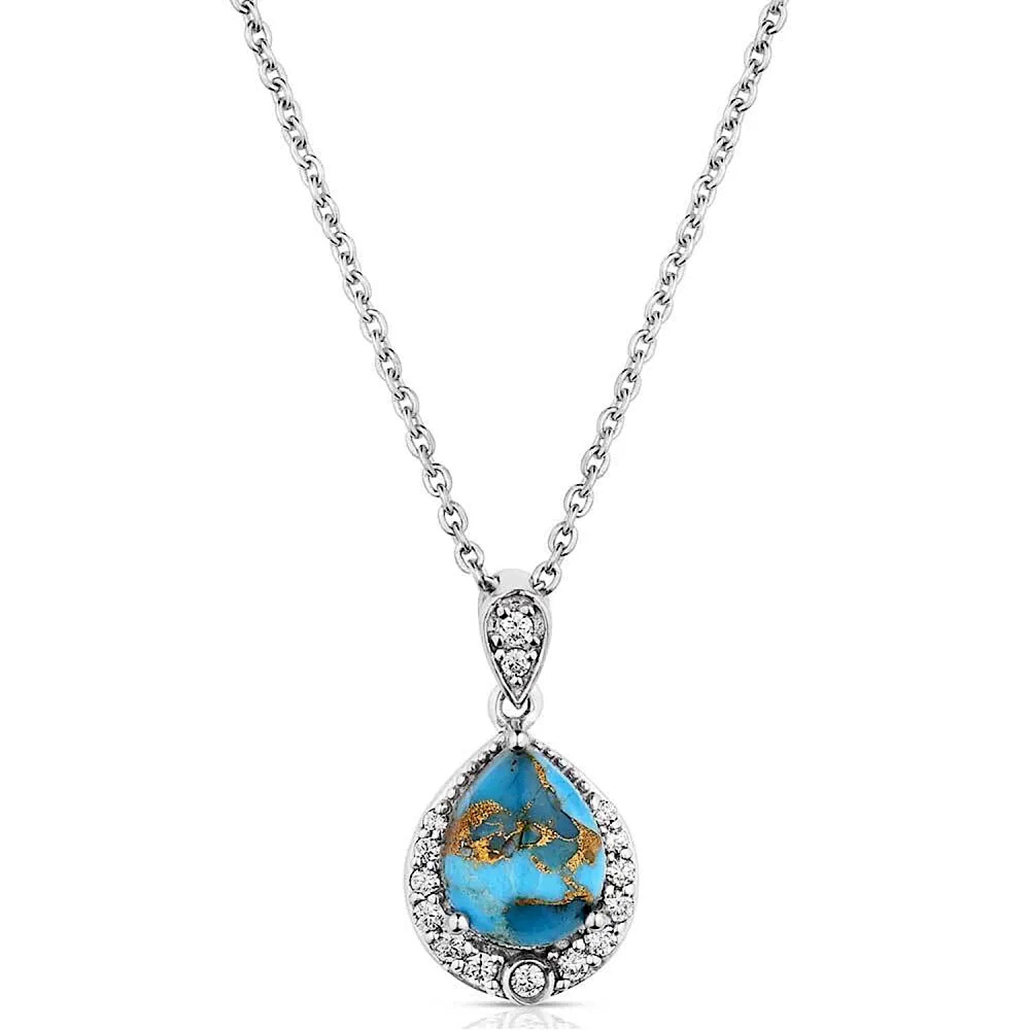 Montana Silversmiths Blue Rivers Turquoise Necklace - Handcrafted Sterling Silver Jewelry with Genuine Turquoise Stone for Women | Perfect for Western Fashion, Boho Style & Gift Giving