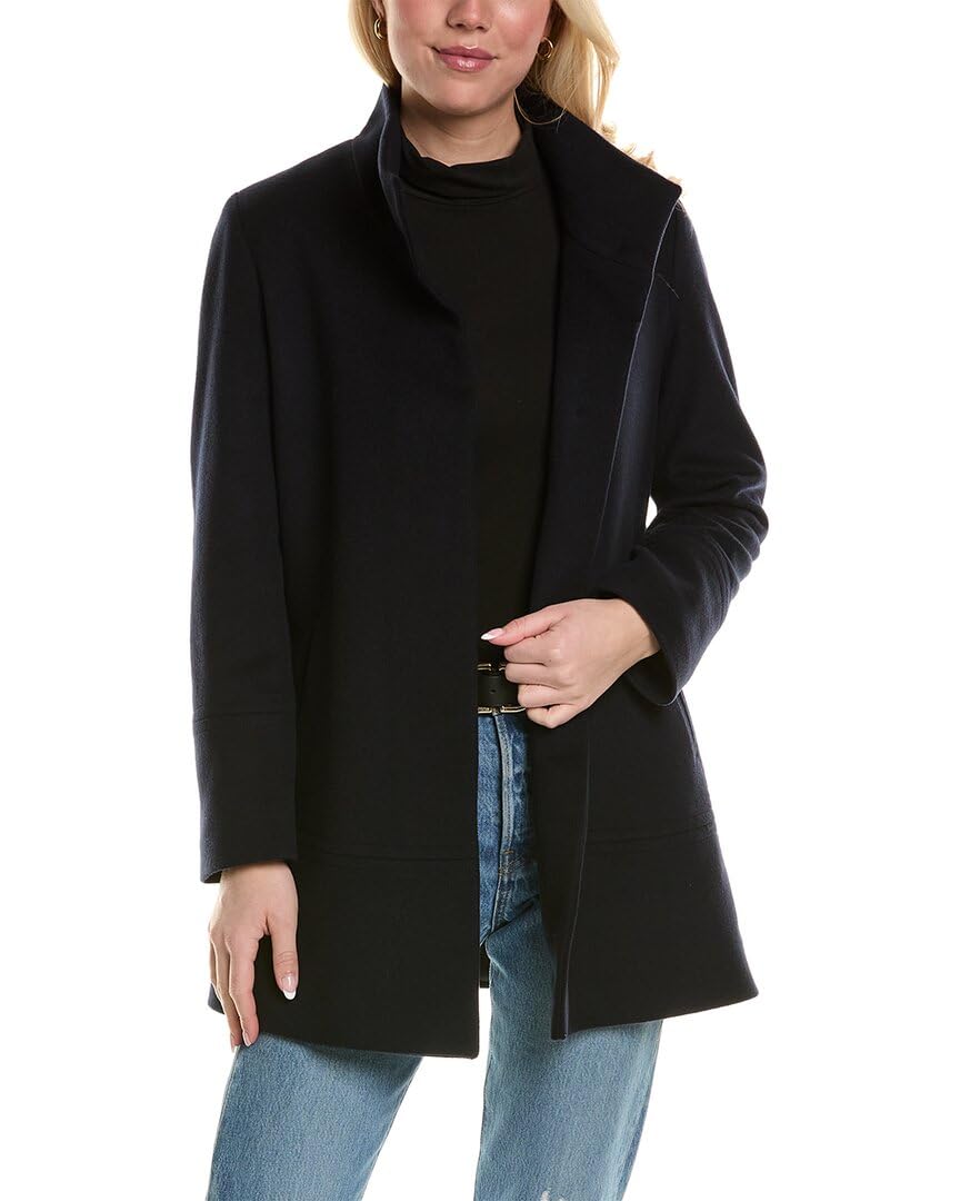 FLEURETTE Women's Wool Car Coat - Warm Winter Trench Coat with Belt, Classic Elegant Outerwear for Driving, Travel & Office Wear