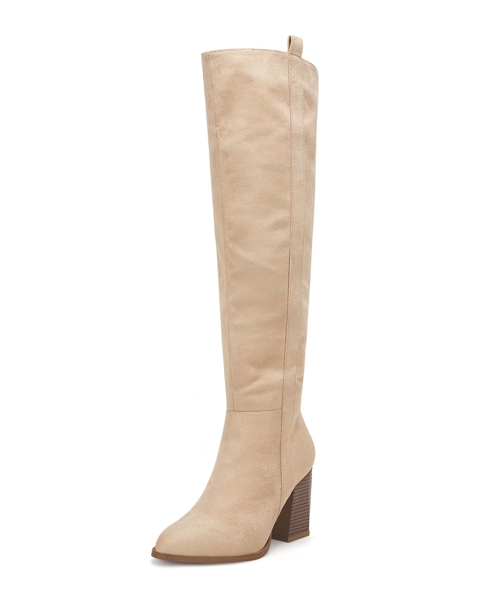 Ermonn Women's Faux Suede Knee High Boots with Side Zipper & Chunky Heel - Stretch Winter Boots for Cold Weather, Snow & Outdoor Activities